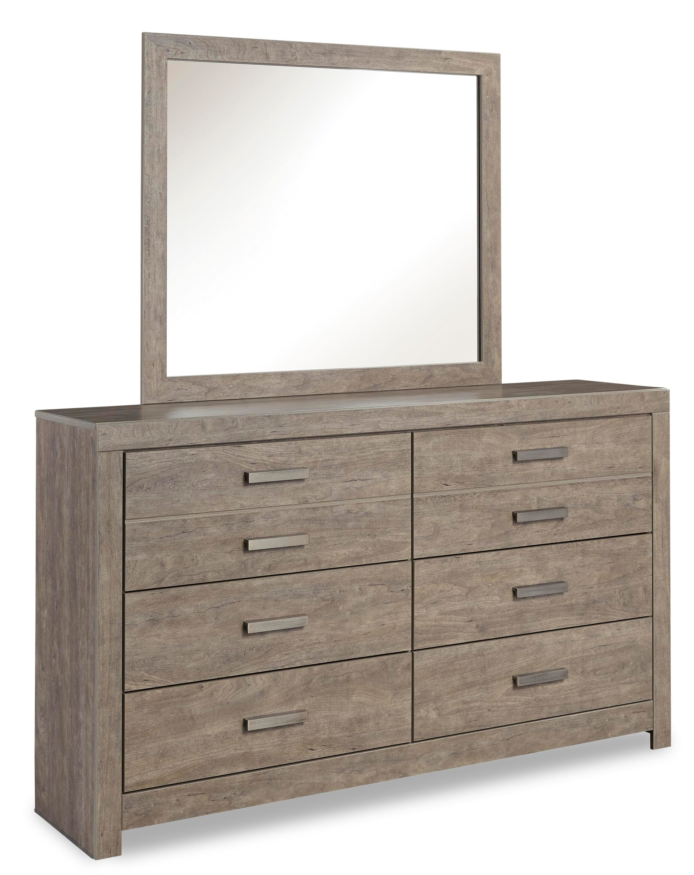 Culverbach Queen Panel Bed with Mirrored Dresser, Gray, large