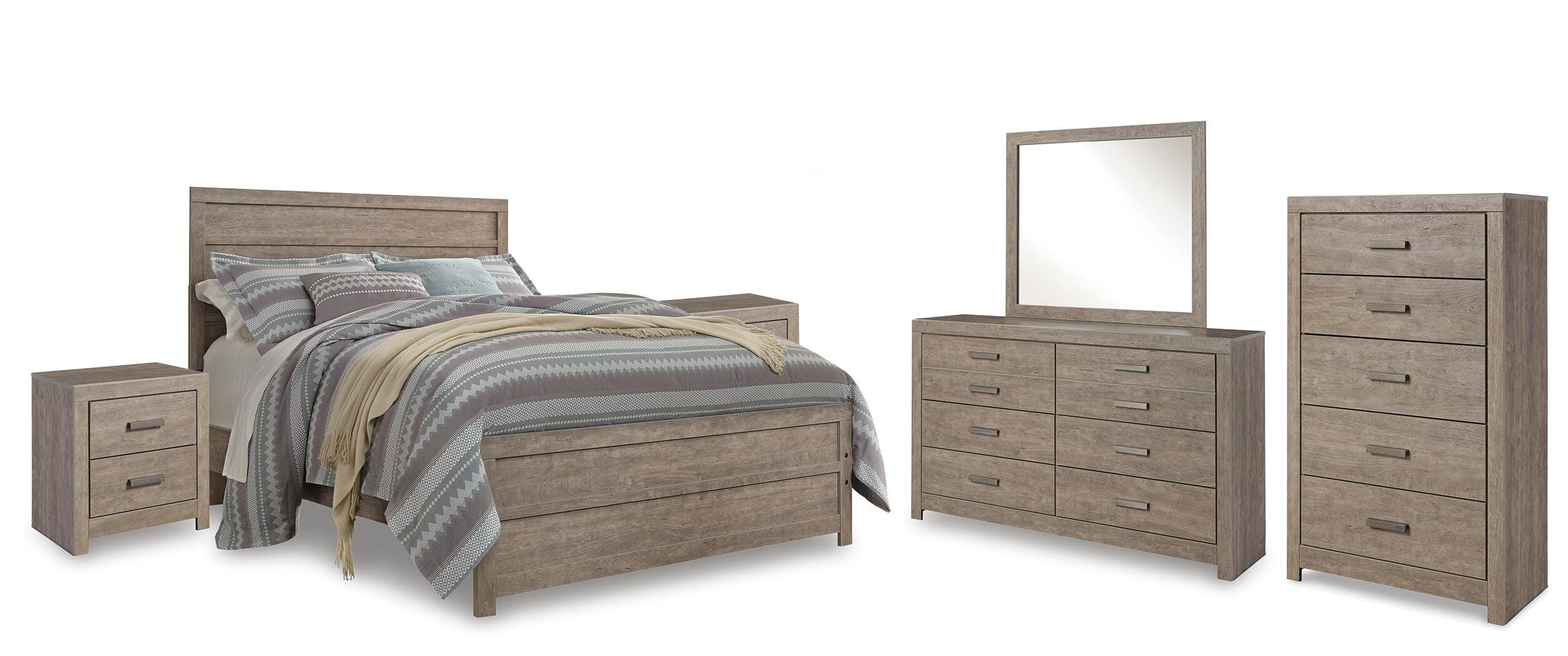 Cama Queen Culverbach con cómoda y espejo, coqueta y 2 mesitas de noche - image 1