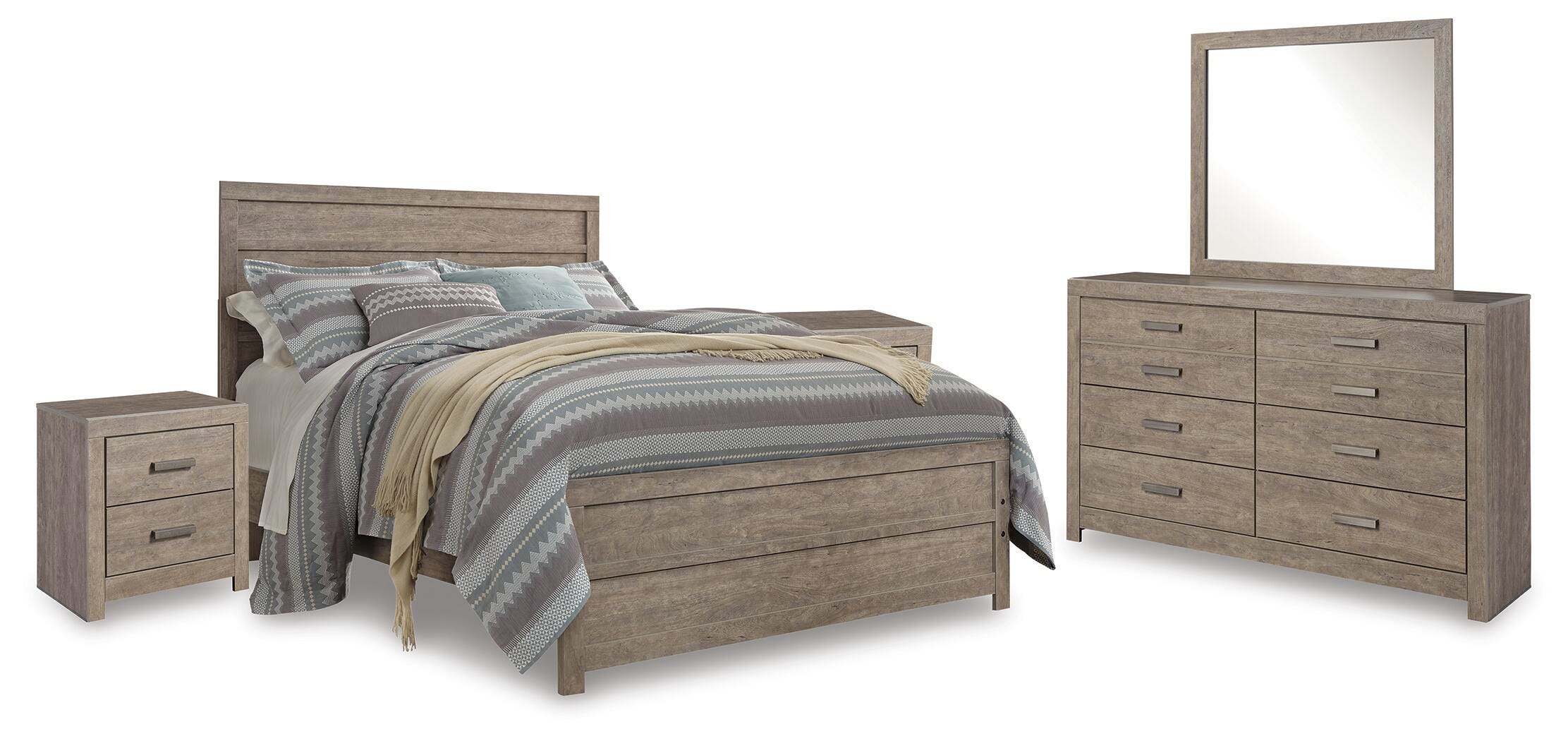 Cama Queen Culverbach con cómoda con espejo y 2 mesitas de noche - image 1