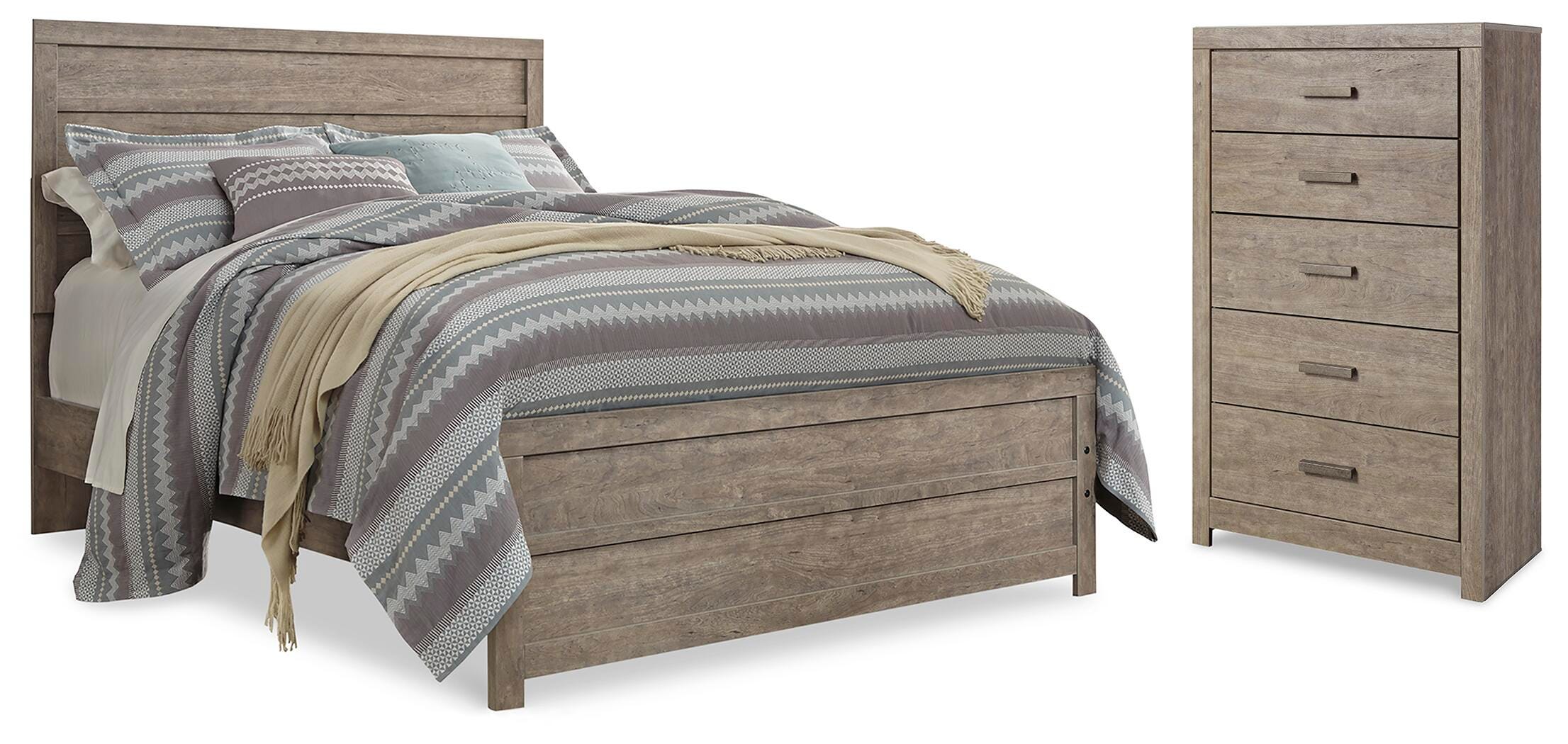 Cama con panel Queen Culverbach con cajonera - image 1