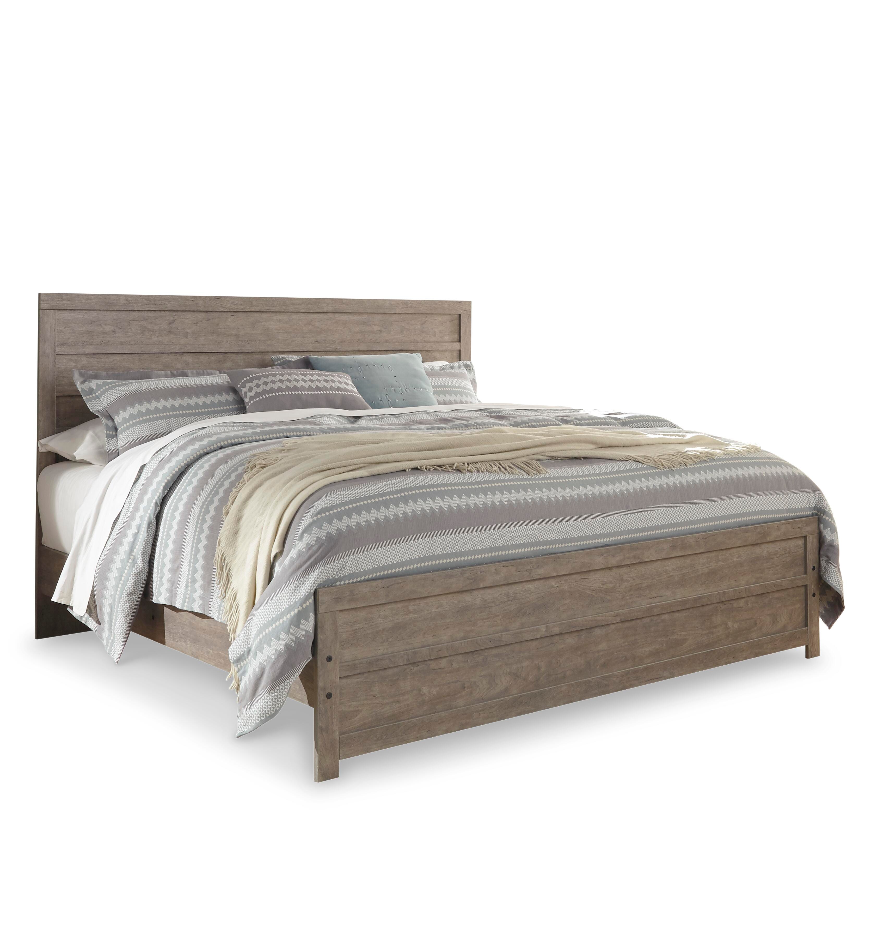 Culverbach King Panel Bed with Mirrored Dresser, Gray, large