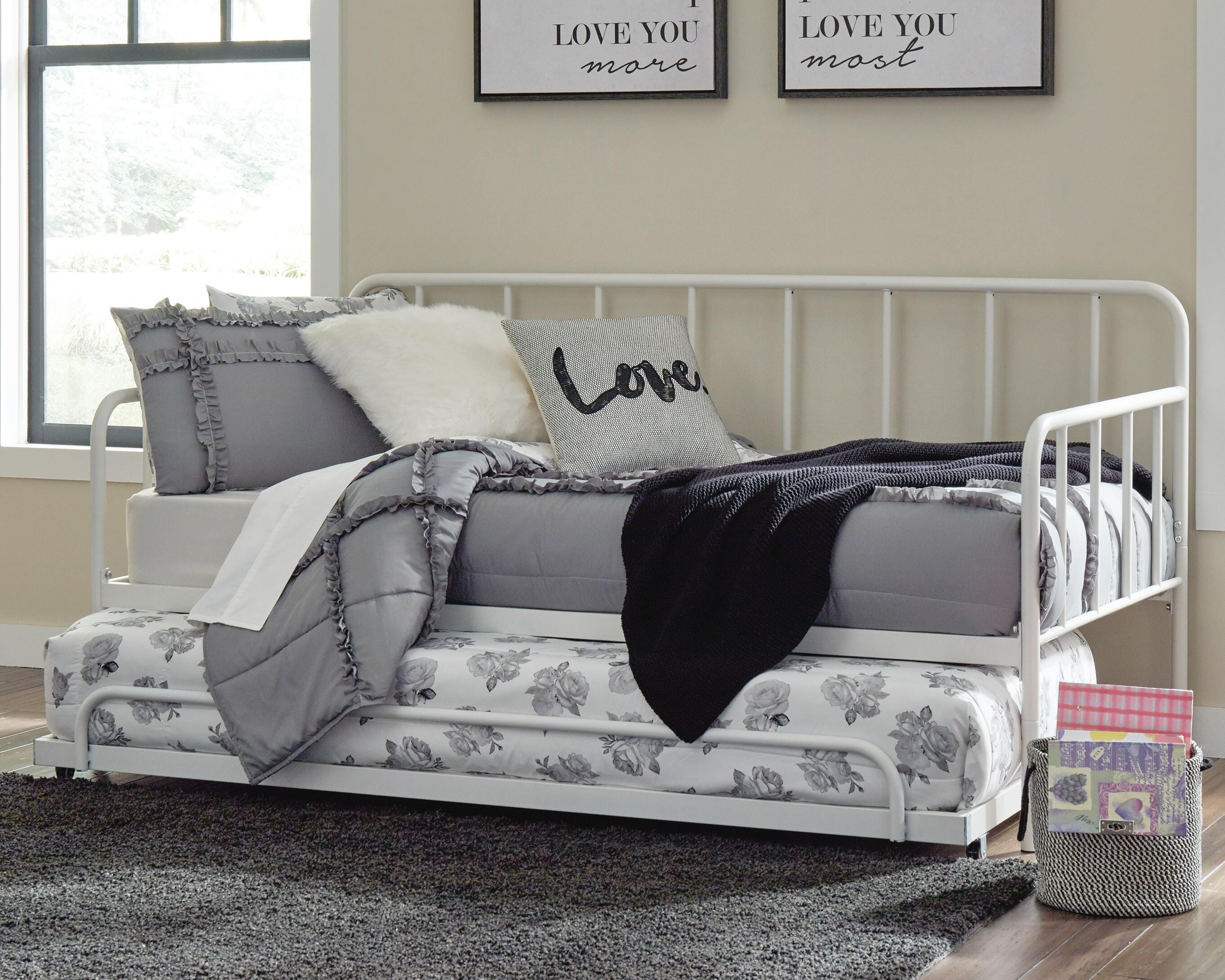 Trentlore Twin Metal Day Bed with Trundle, , large