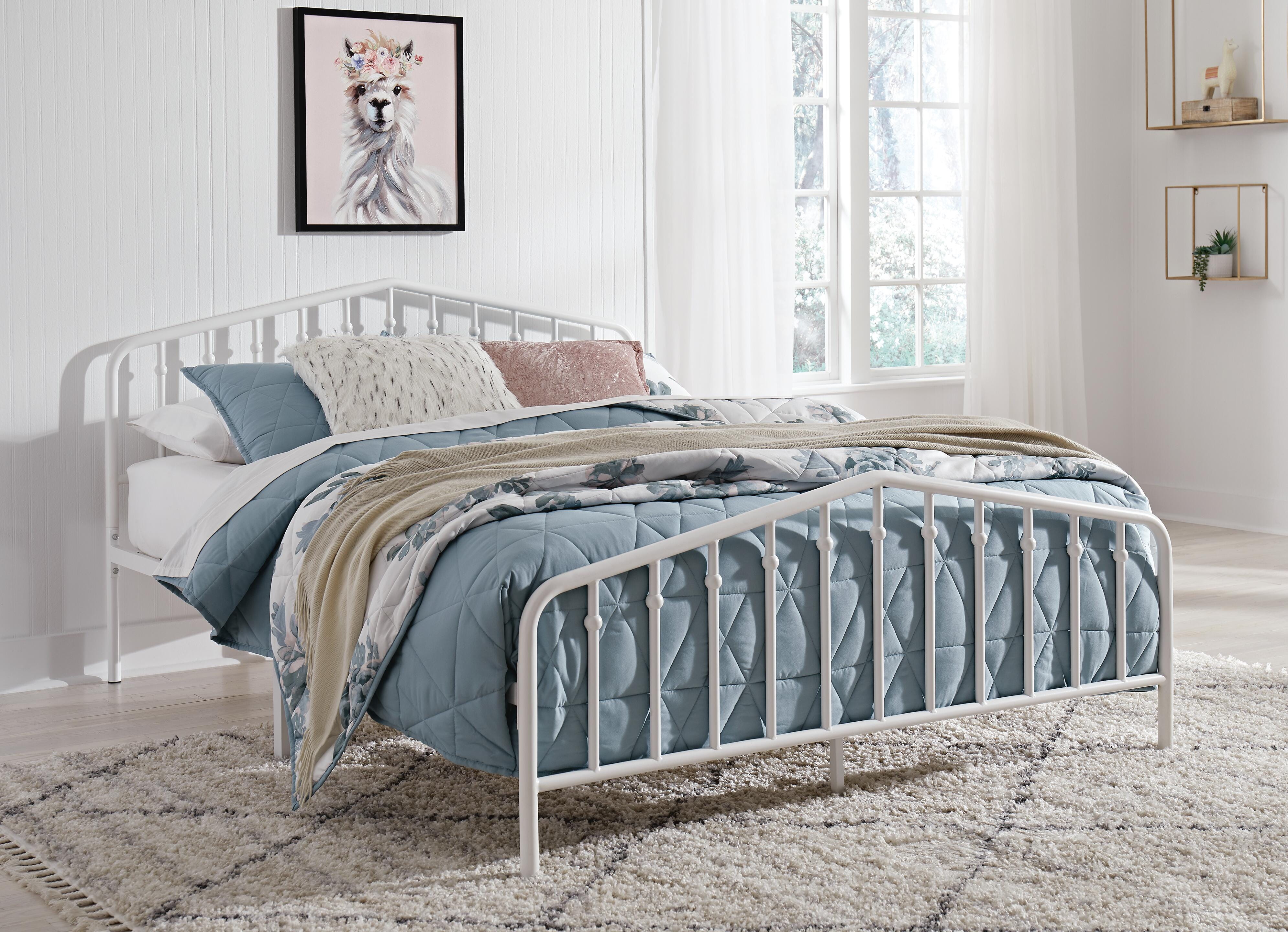 Trentlore Queen Metal Bed, White, large