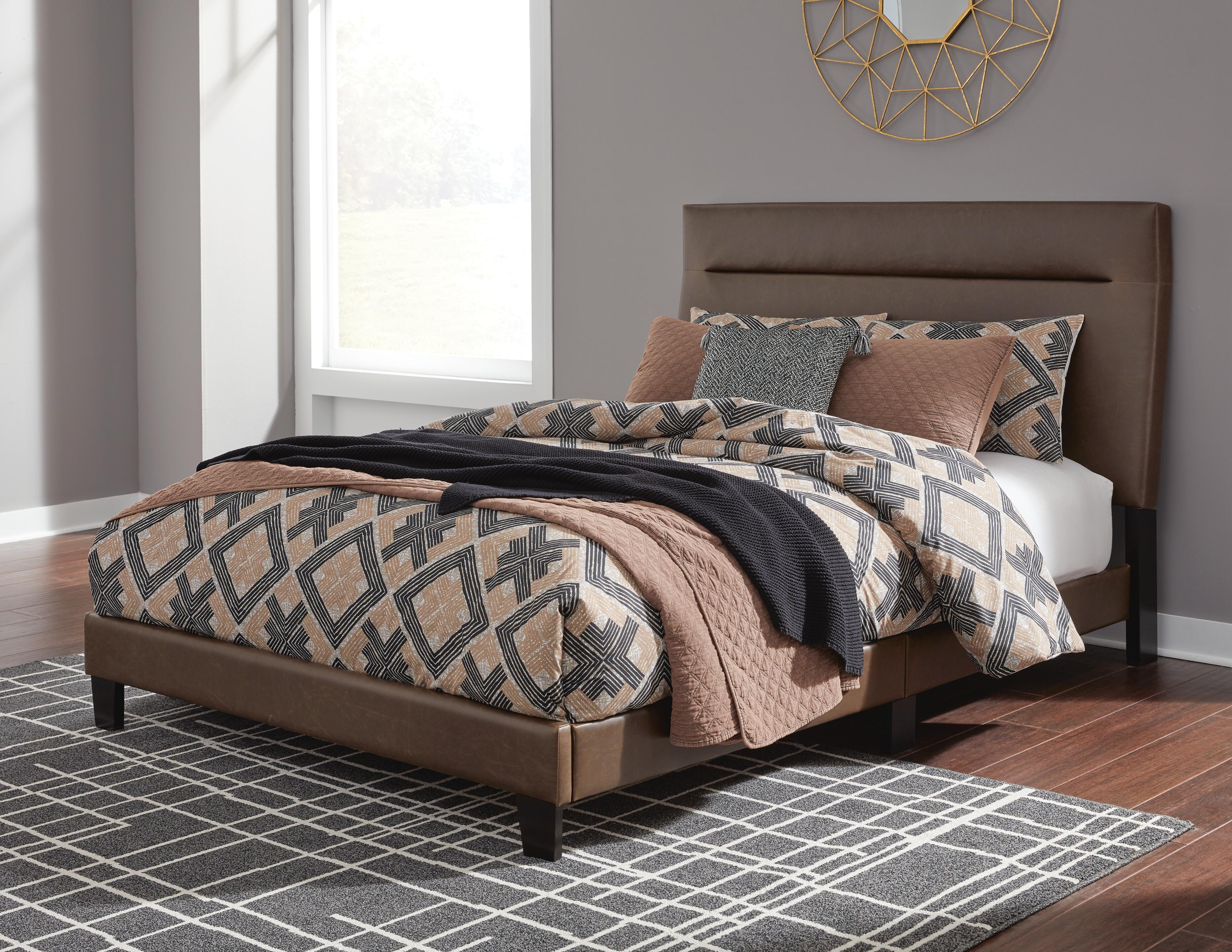 Adelloni Queen Upholstered Bed, Brown, large