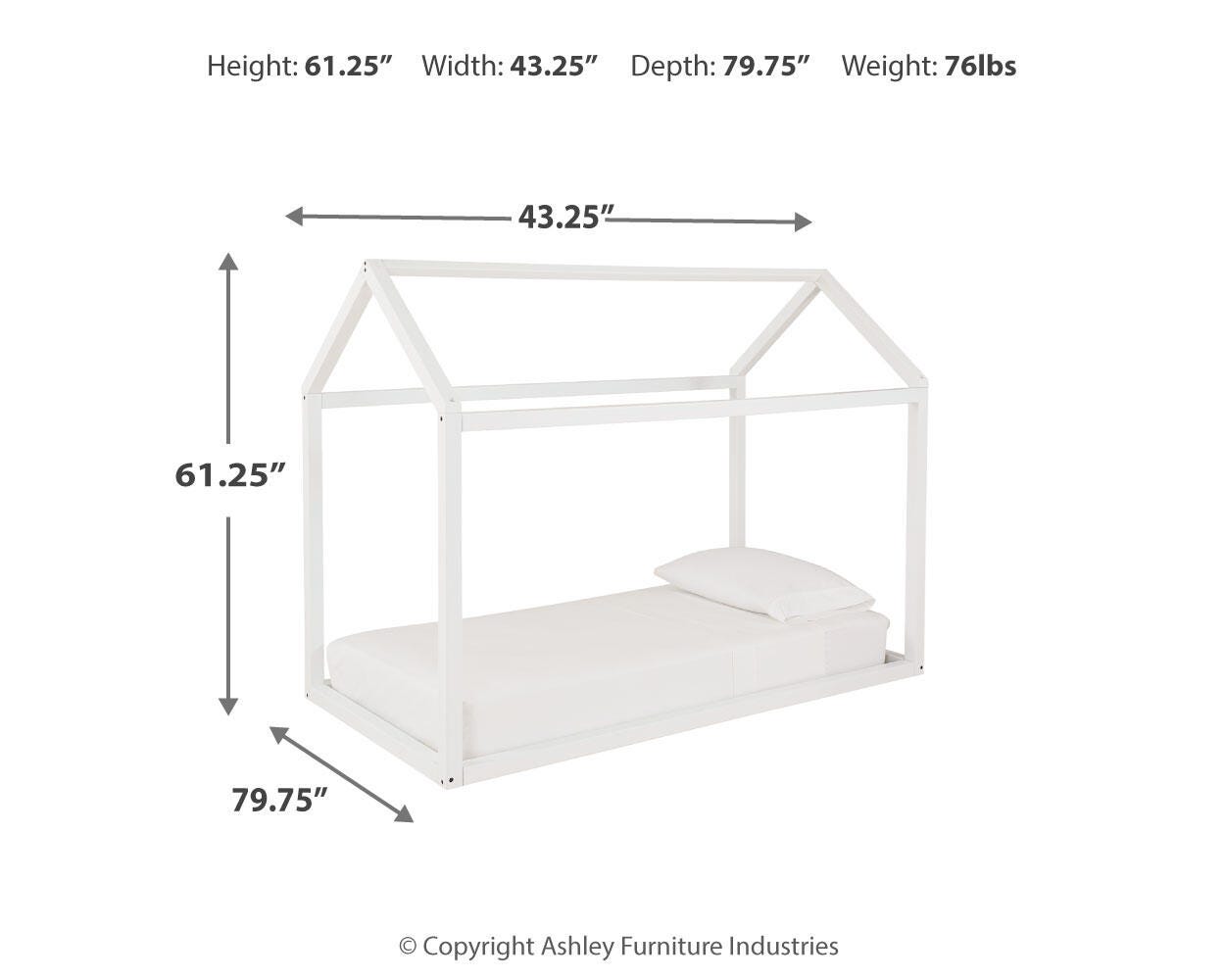 Flannibrook Twin House Bed Frame, White, large