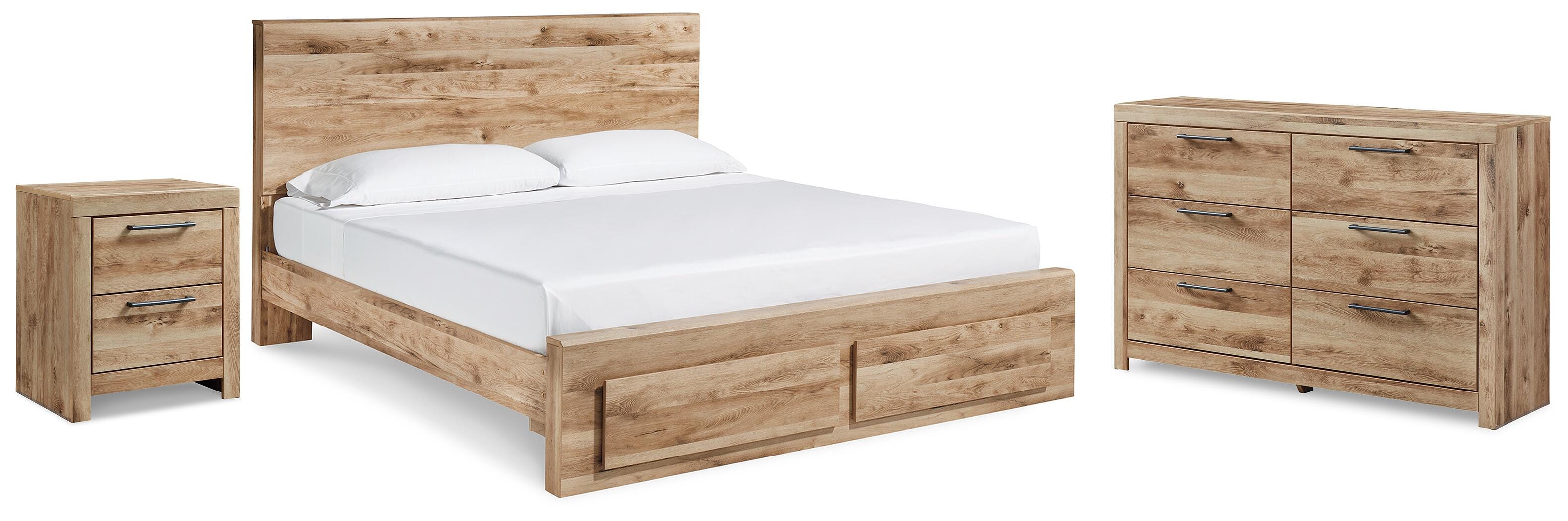 Cama con almacenamiento en panel Hyanna Queen con cómoda y mesita de noche - image 1