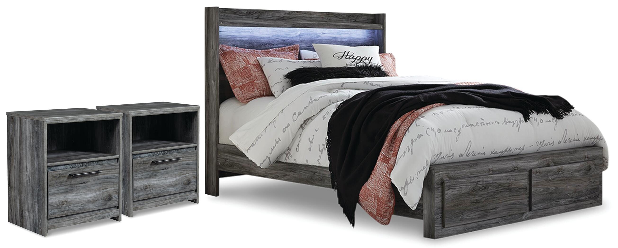 Baystorm Queen Panel Storage Bed and 2 Nightstands - image 1