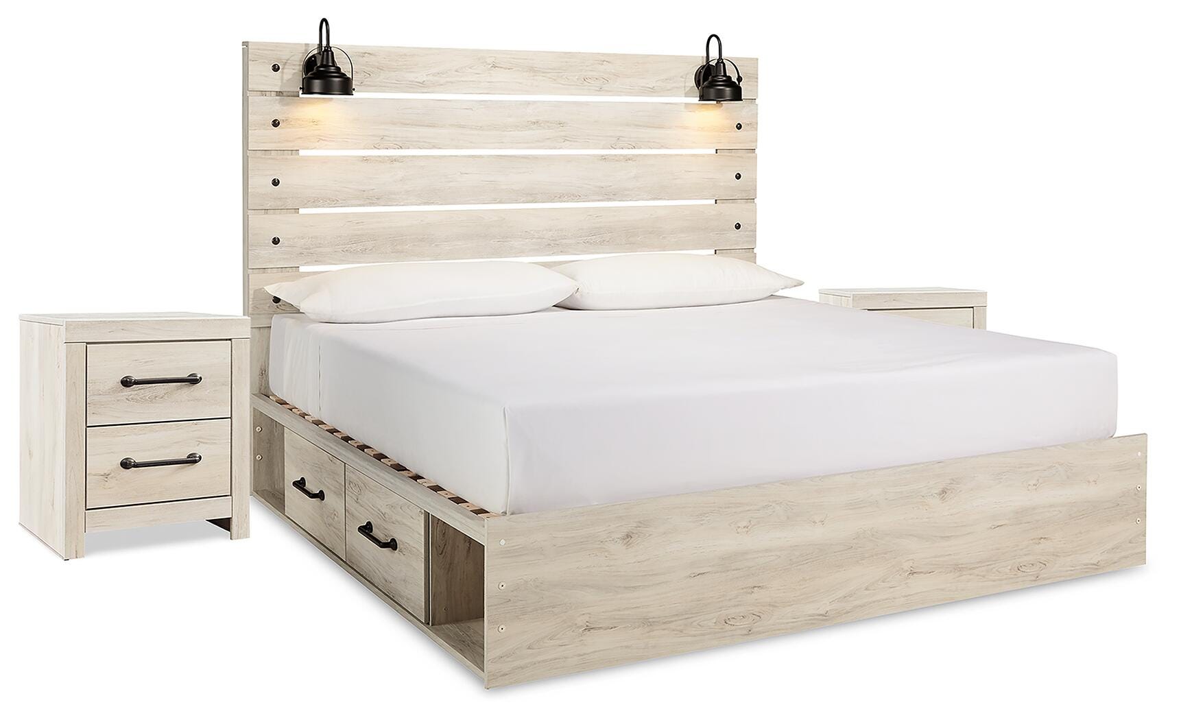 Cambeck King Panel Bed with Storage and 2 Nightstands - image 1