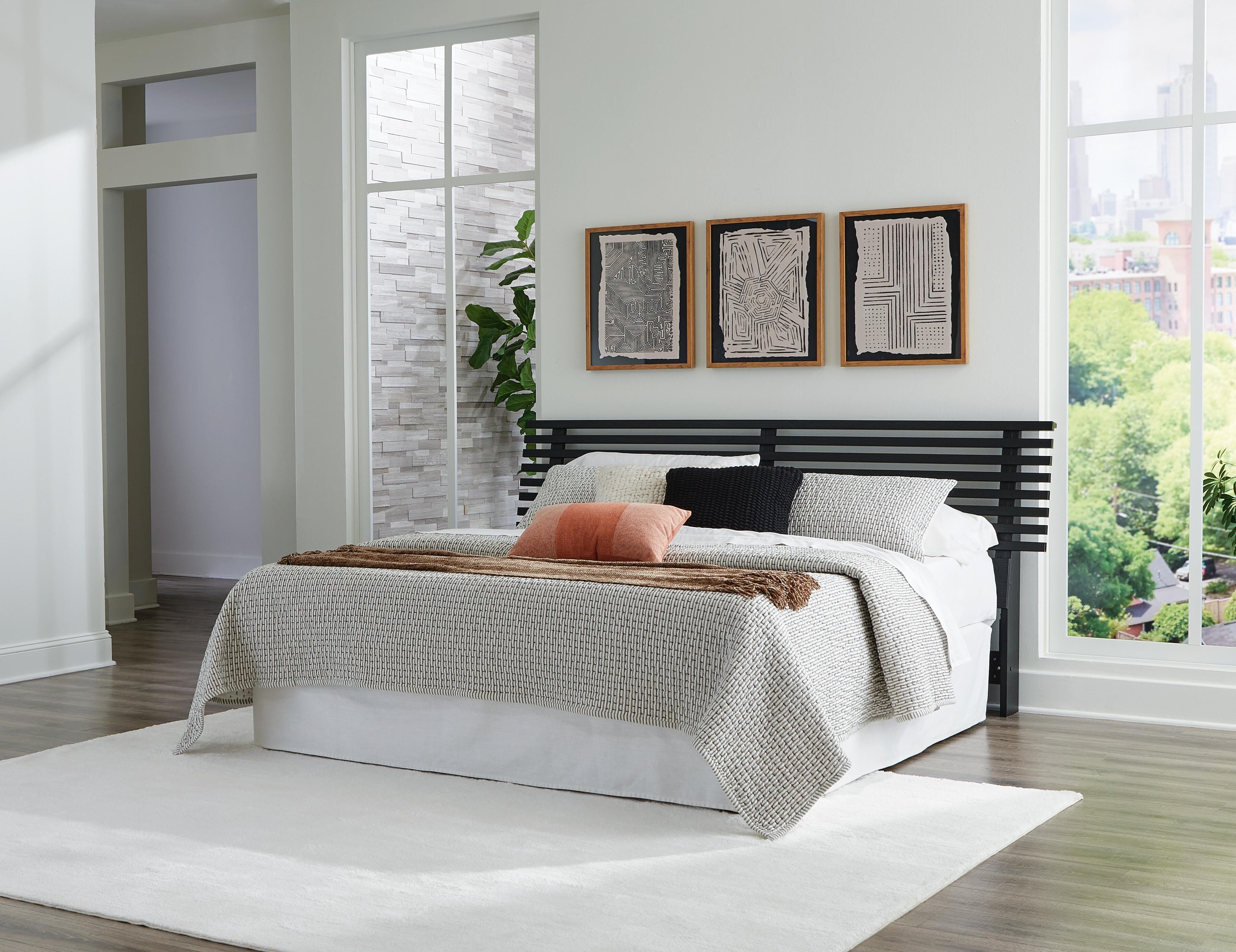 Danziar King Slat Headboard, Black, rollover