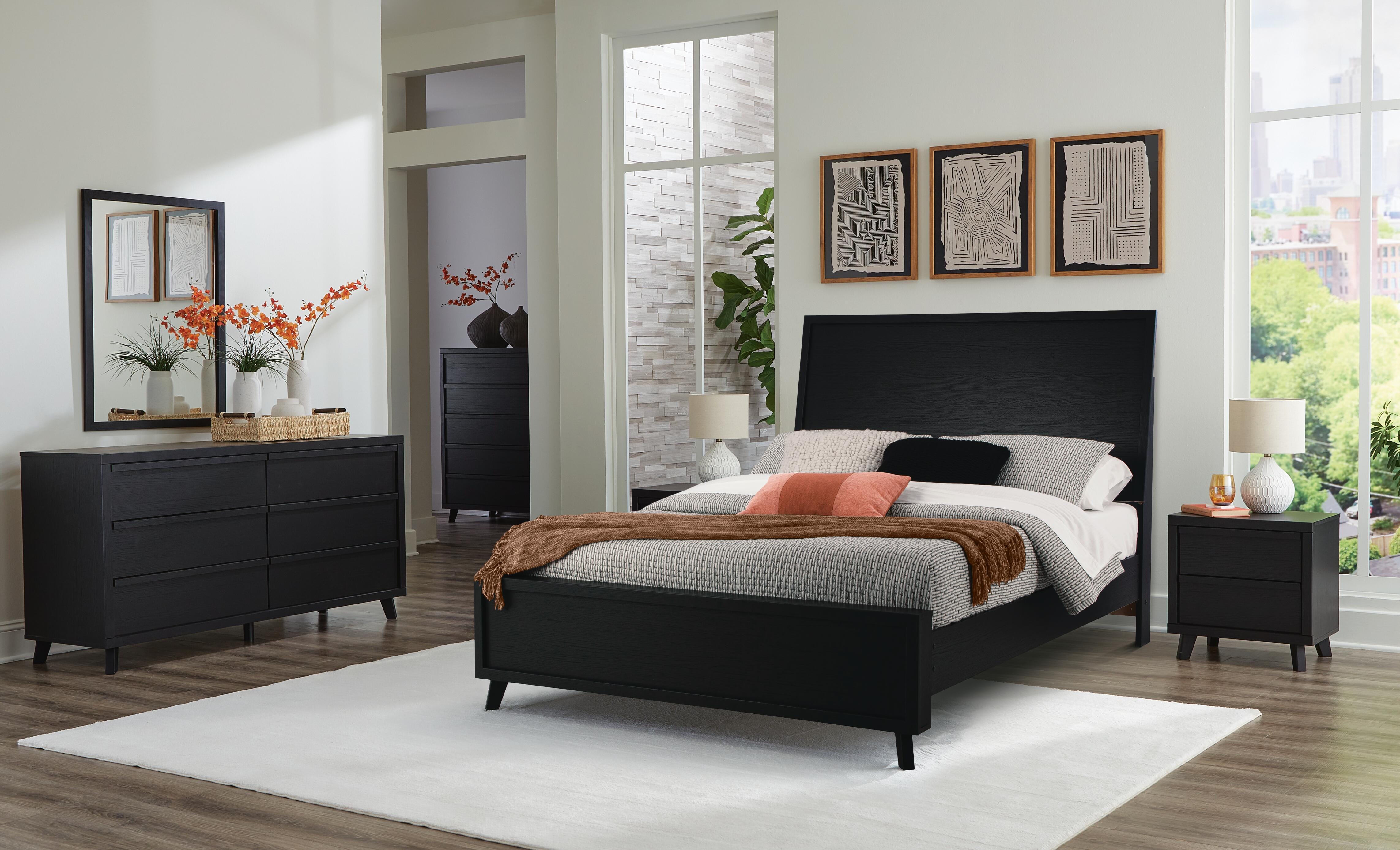 Danziar Queen Panel Bed, Black, large
