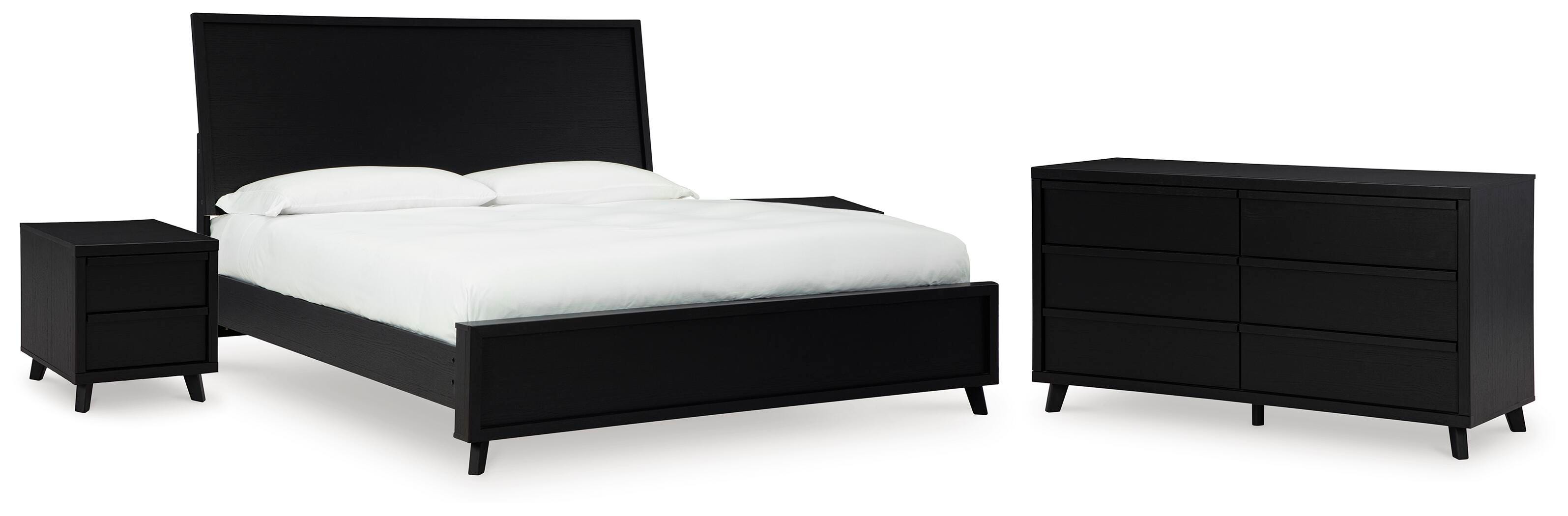 Cama con paneles, cómoda y 2 mesitas de noche Danziar King