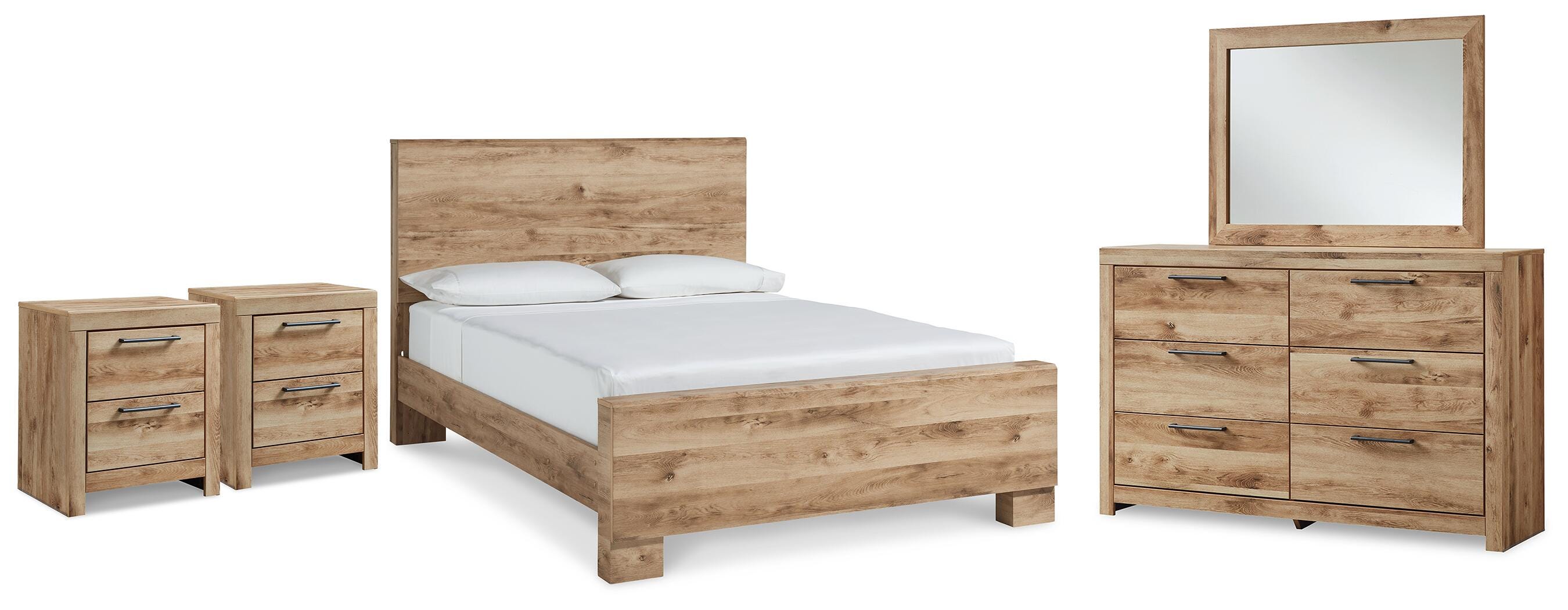 Cama de paneles Hyanna Queen con cómoda, espejo y 1 mesita de noche - image 1