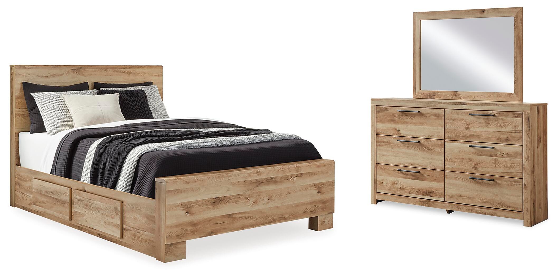 Hyanna Queen Panel Bed with 2 Side Storage, Dresser and Mirror - image 1