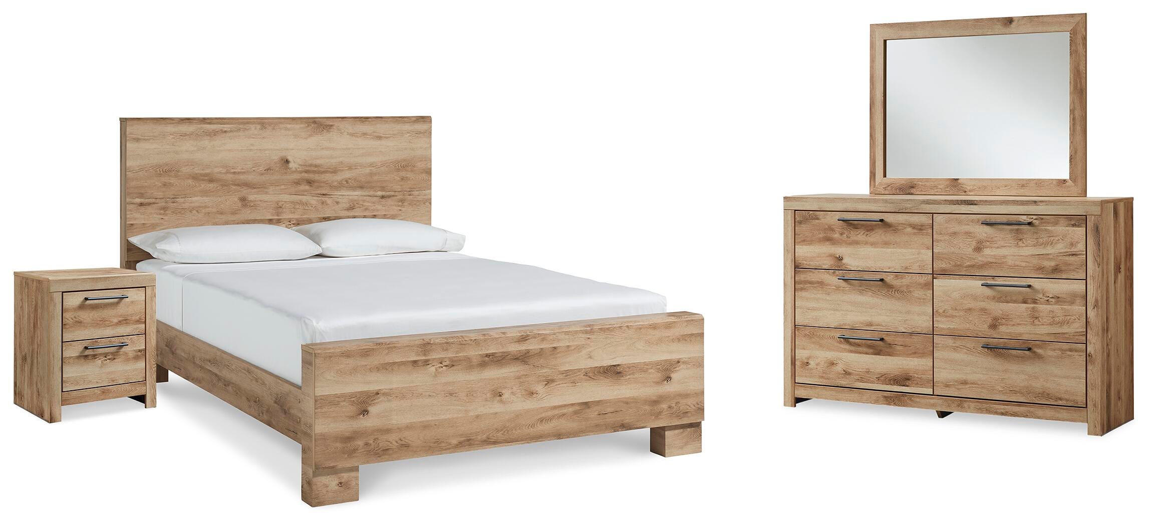 Cama con paneles, cómoda, espejo y mesita de noche Hyanna Queen - image 1