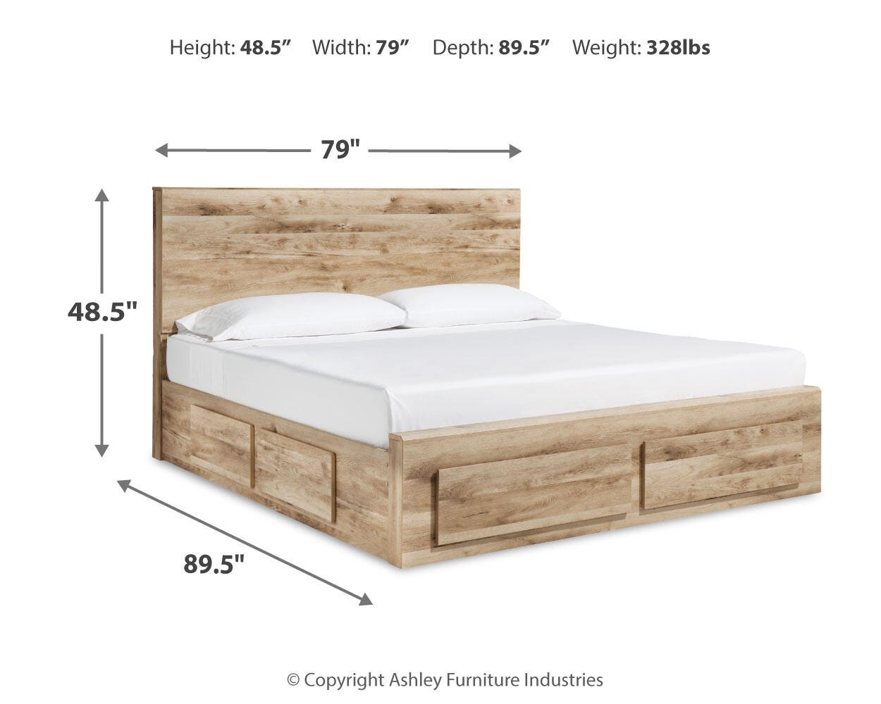 Cama Hyanna King con panel y 2 cajones laterales de almacenaje, cómoda y espejo - image 9