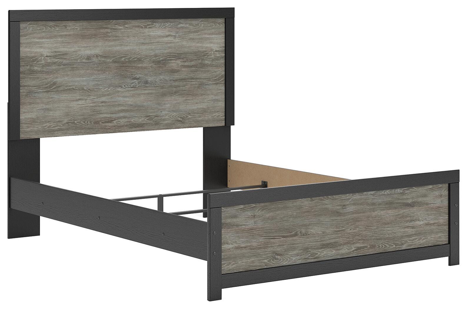 Jonnifer Queen Panel Bed, Black/Gray, rollover