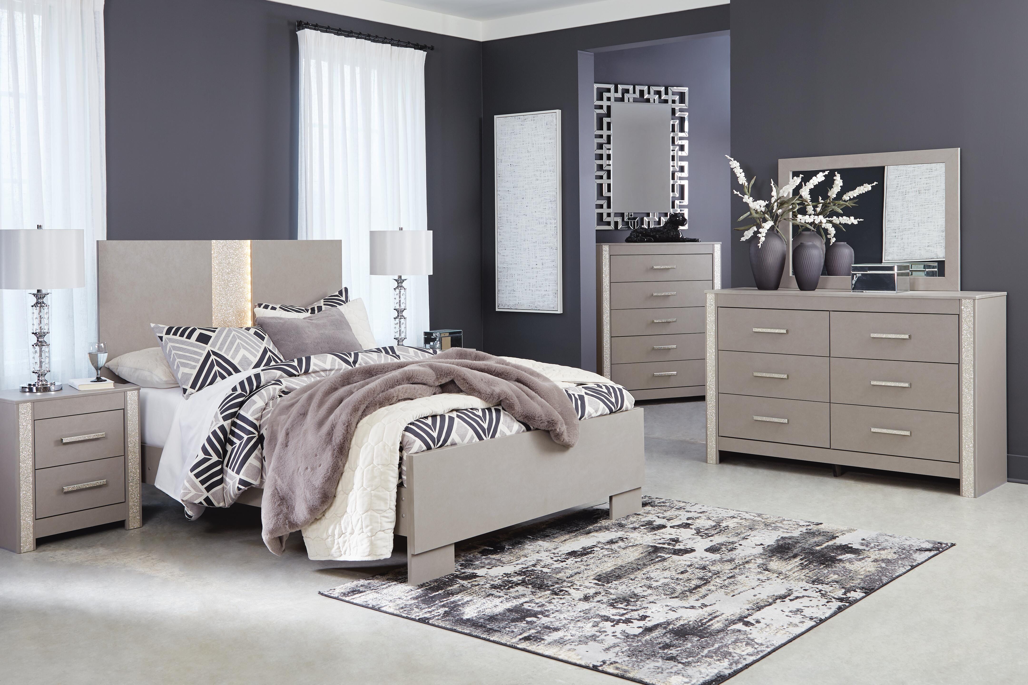 Surancha Queen Panel Bed, Gray, large