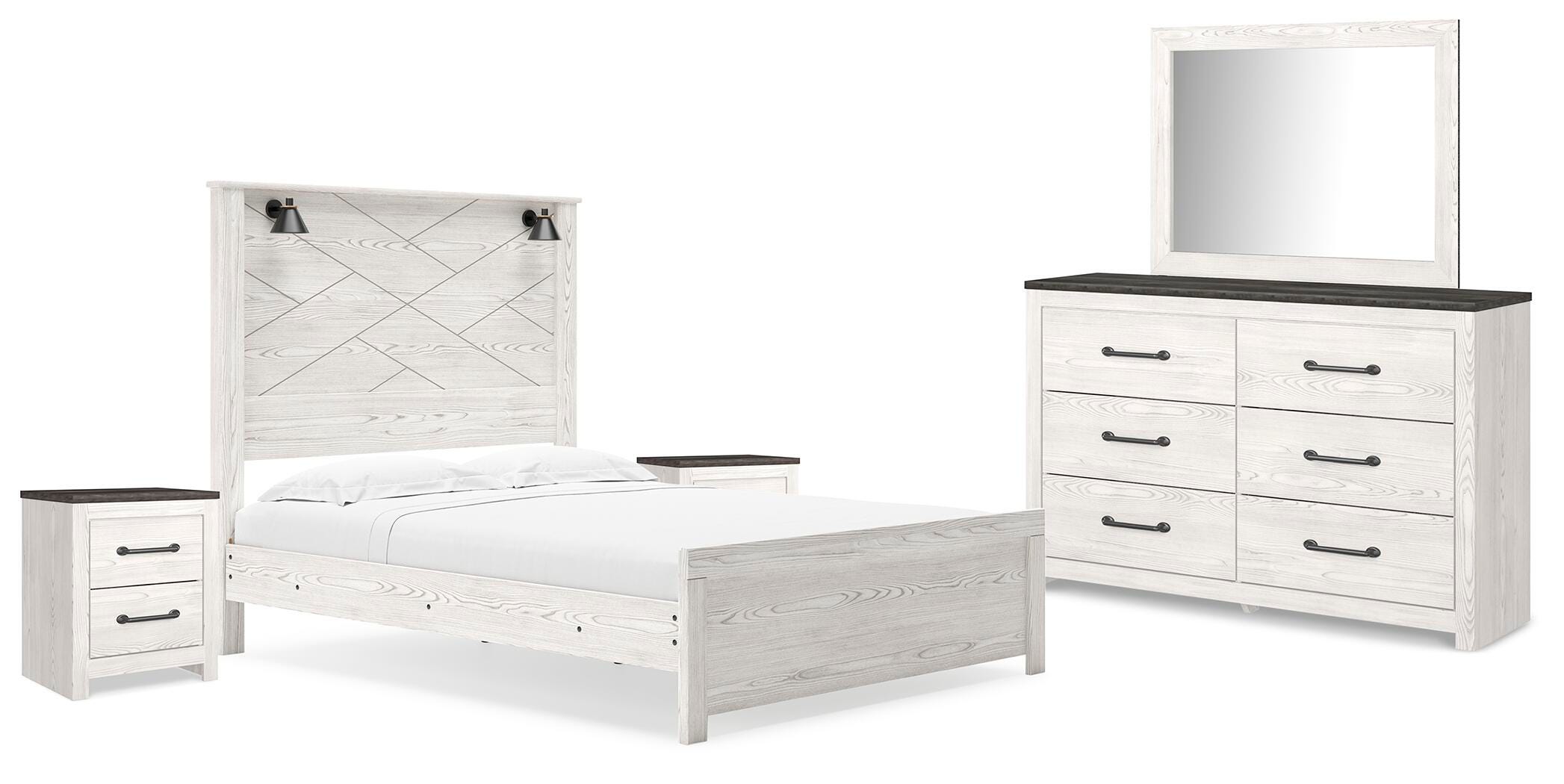Cama Queen Gerridan, cómoda, espejo y 2 mesitas de noche - image 1