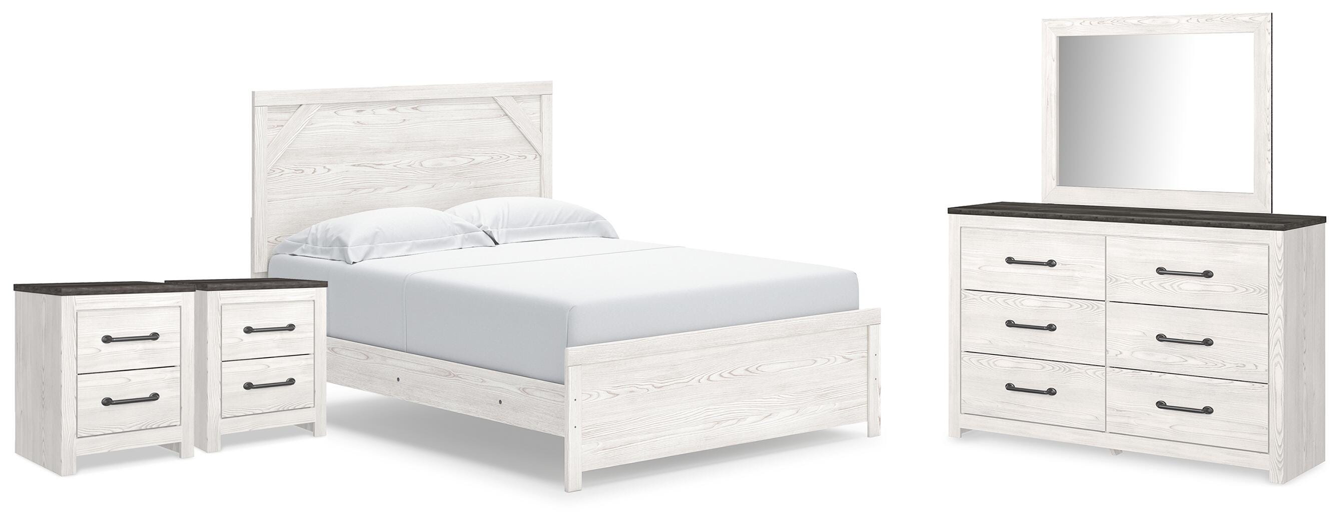 Cama Gerridan Queen con panel, cómoda, espejo y 2 mesitas de noche - image 1