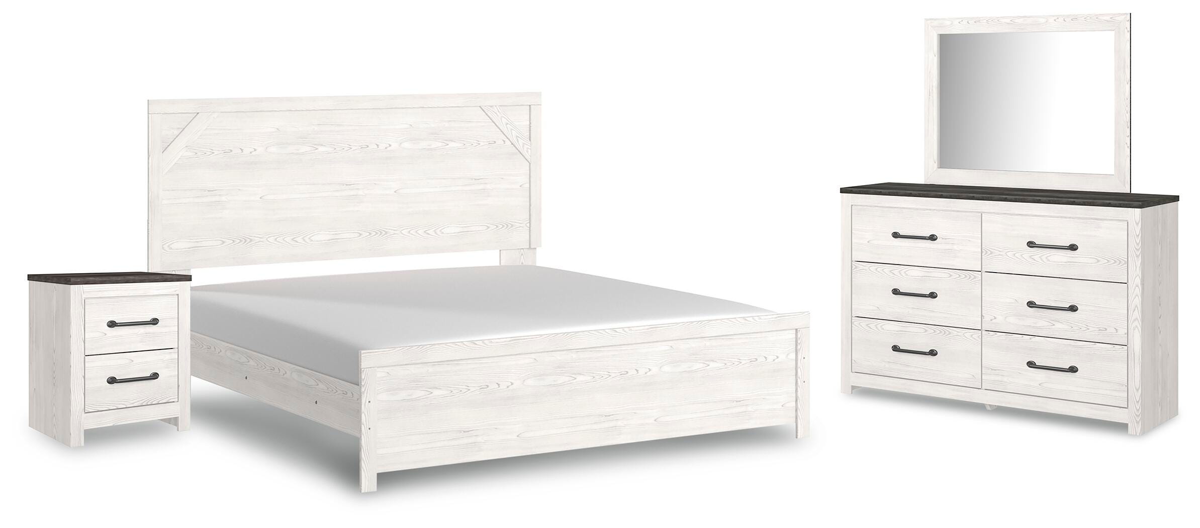 Cama con paneles Gerridan King con tocador con espejo y mesita de noche - image 2