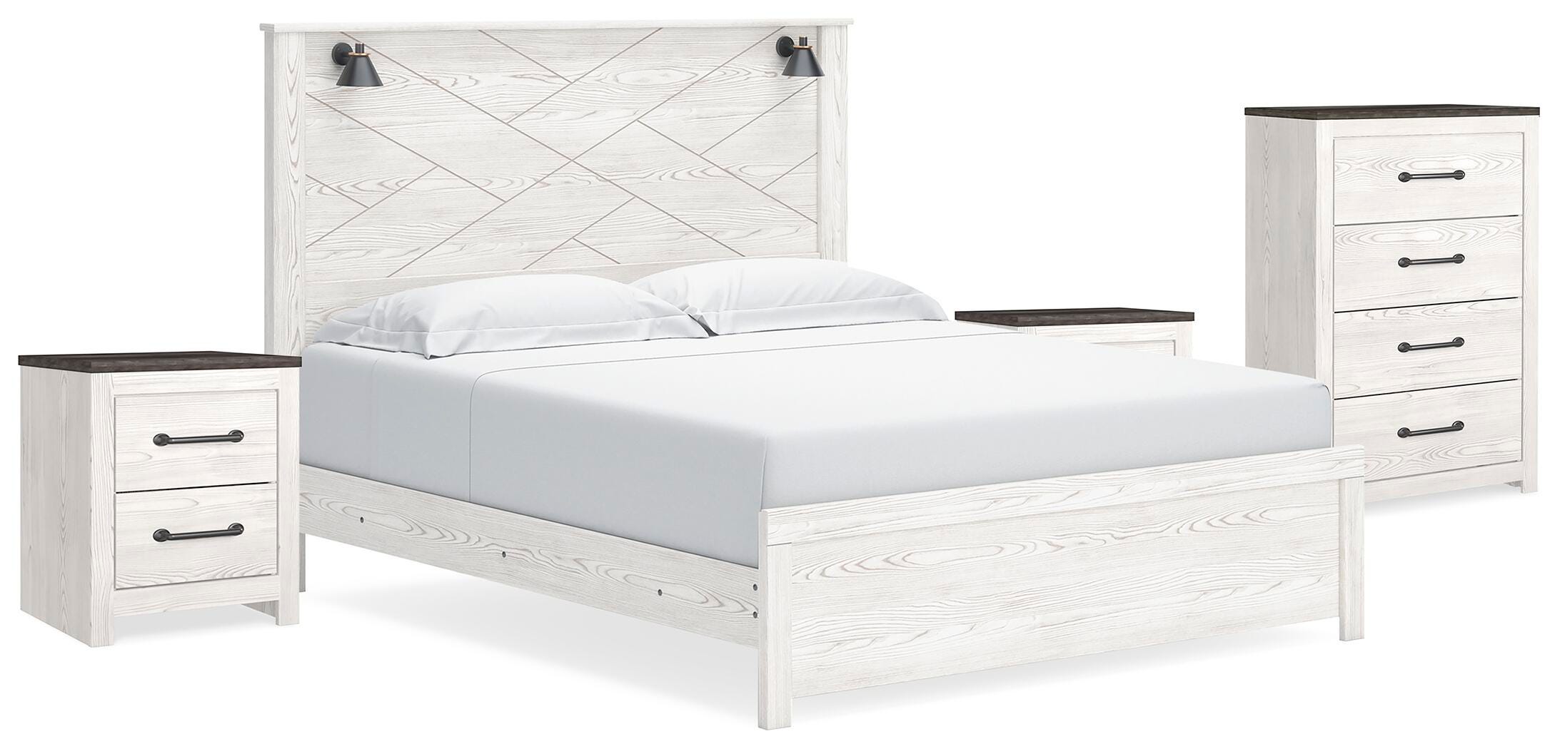 Cama Gerridan King con Panel, Cómoda y 2 Mesitas de Noche - image 1