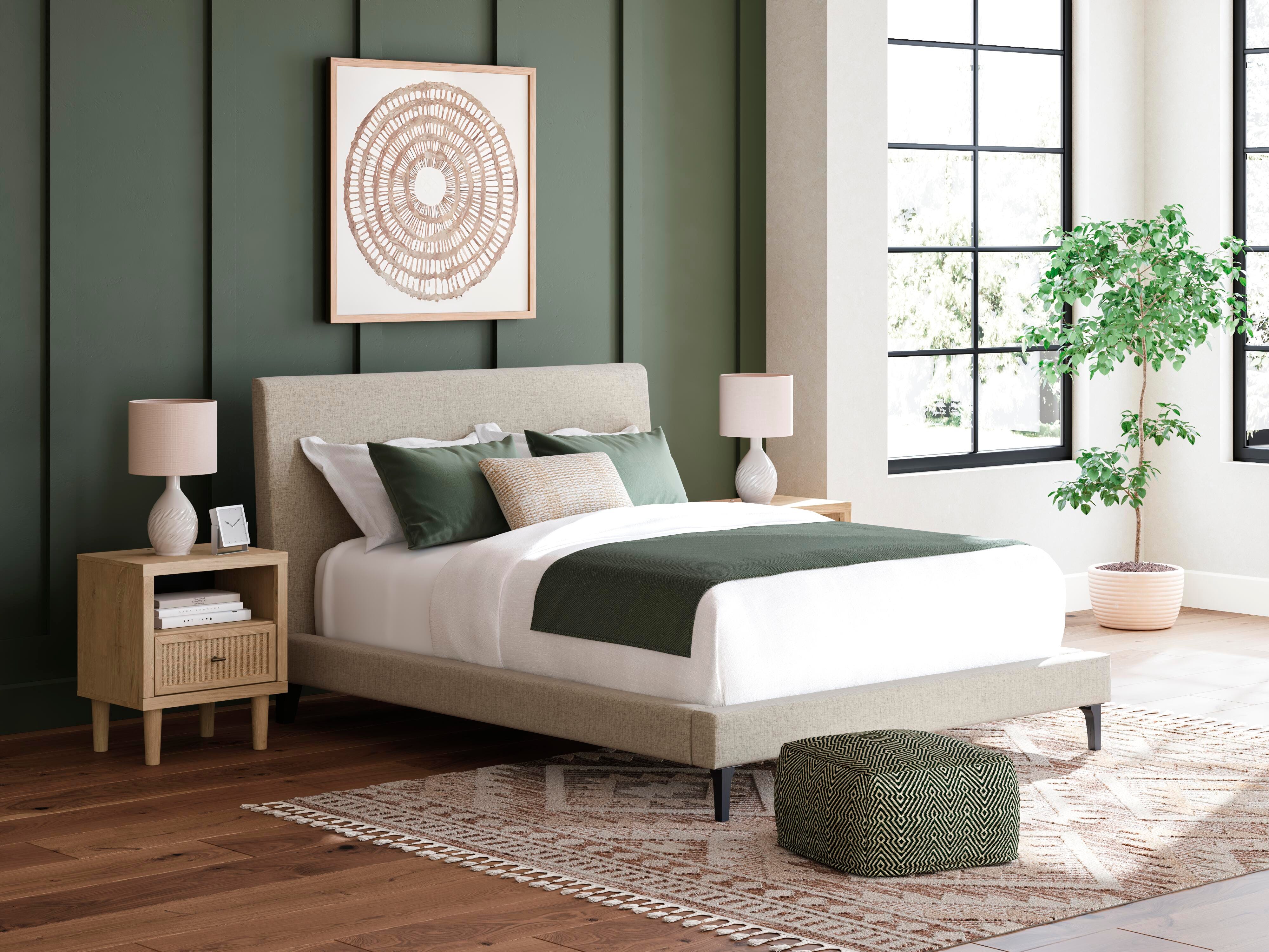Cielden Queen Upholstered Bed with Roll Slats - image 1