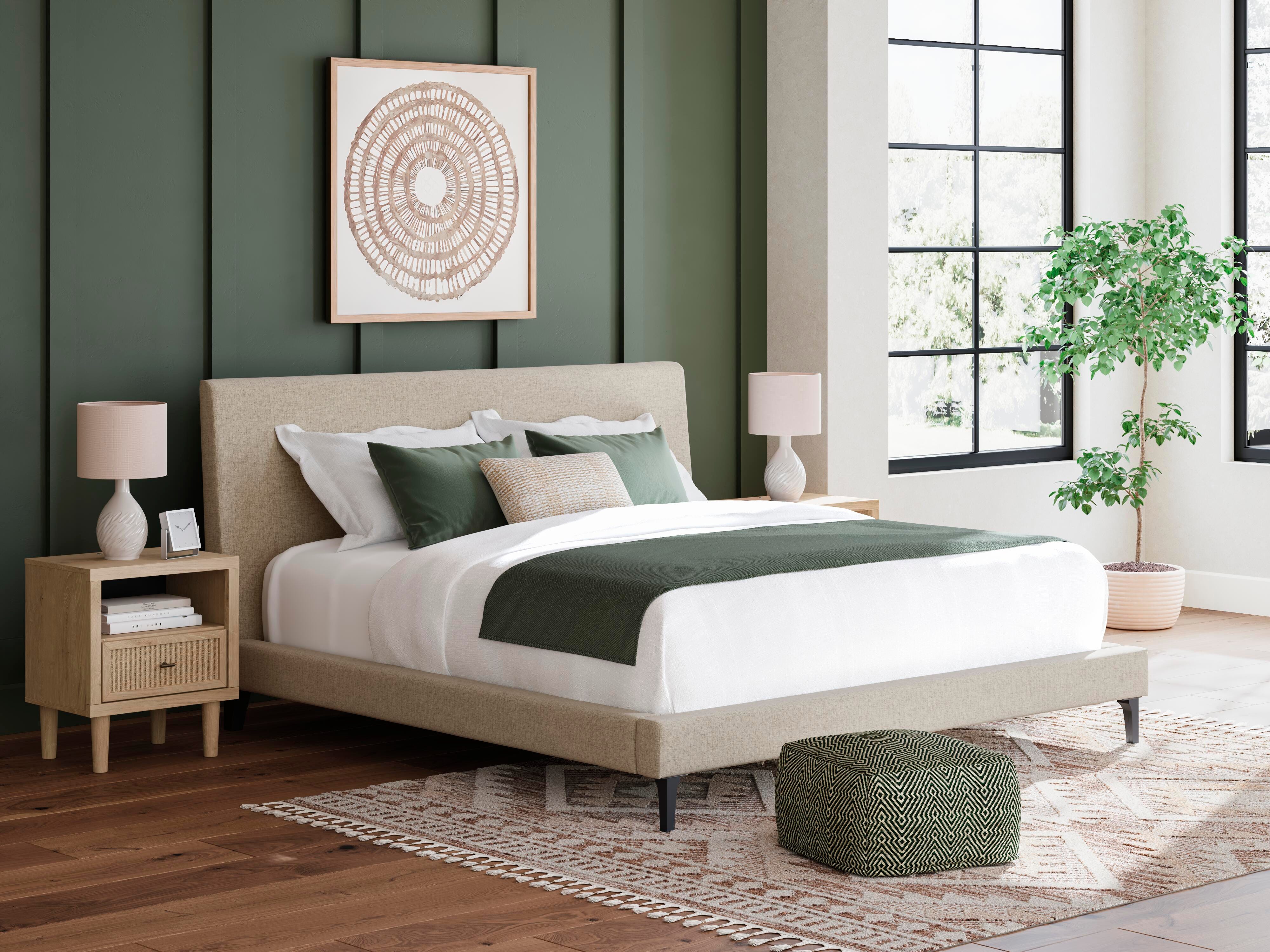 Cielden King Upholstered Bed with Roll Slats - image 1