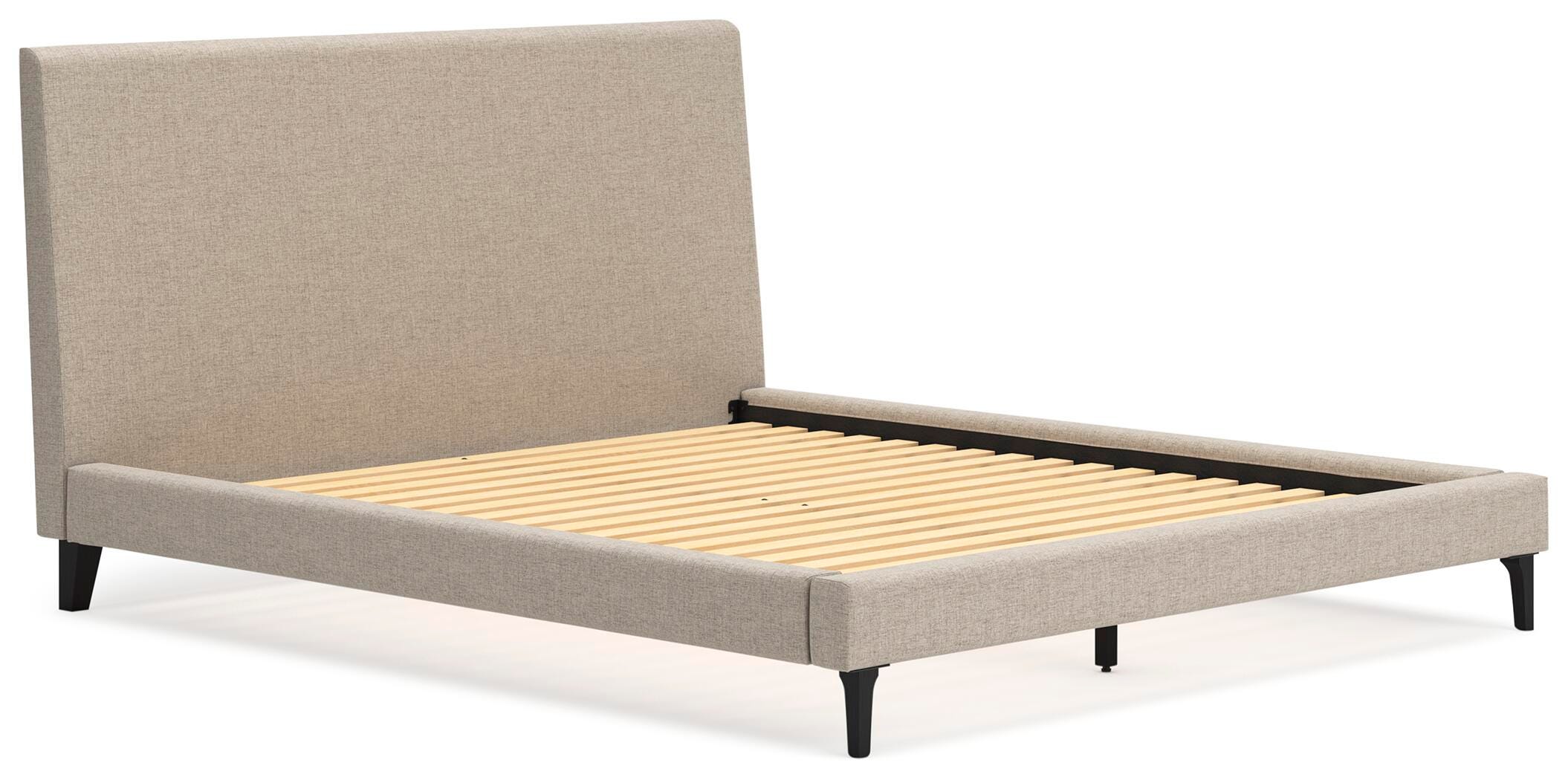 Cielden California King Upholstered Bed with Roll Slats, Soft Gray, large