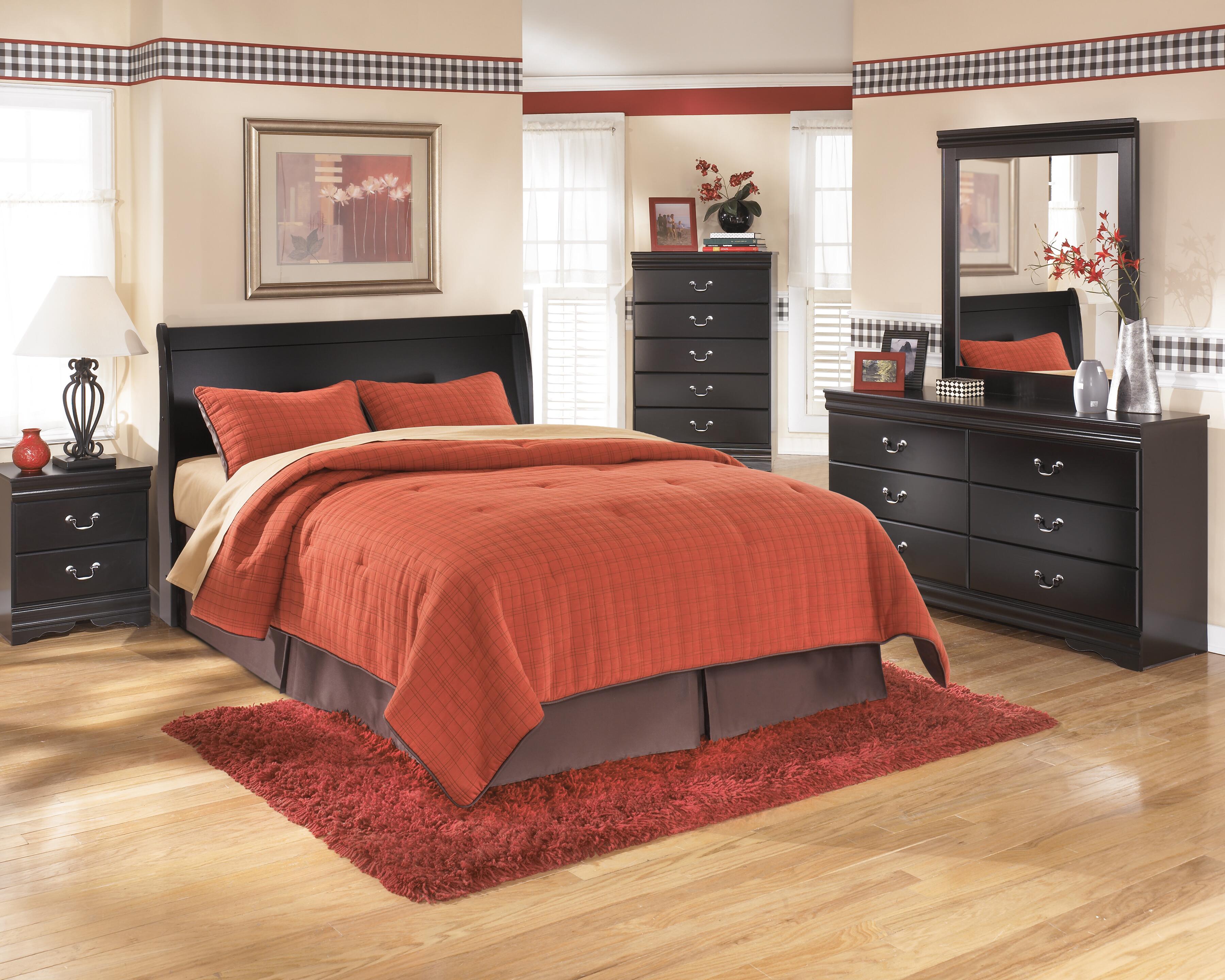 Huey Vineyard Queen Sleigh Headboard, Black, large