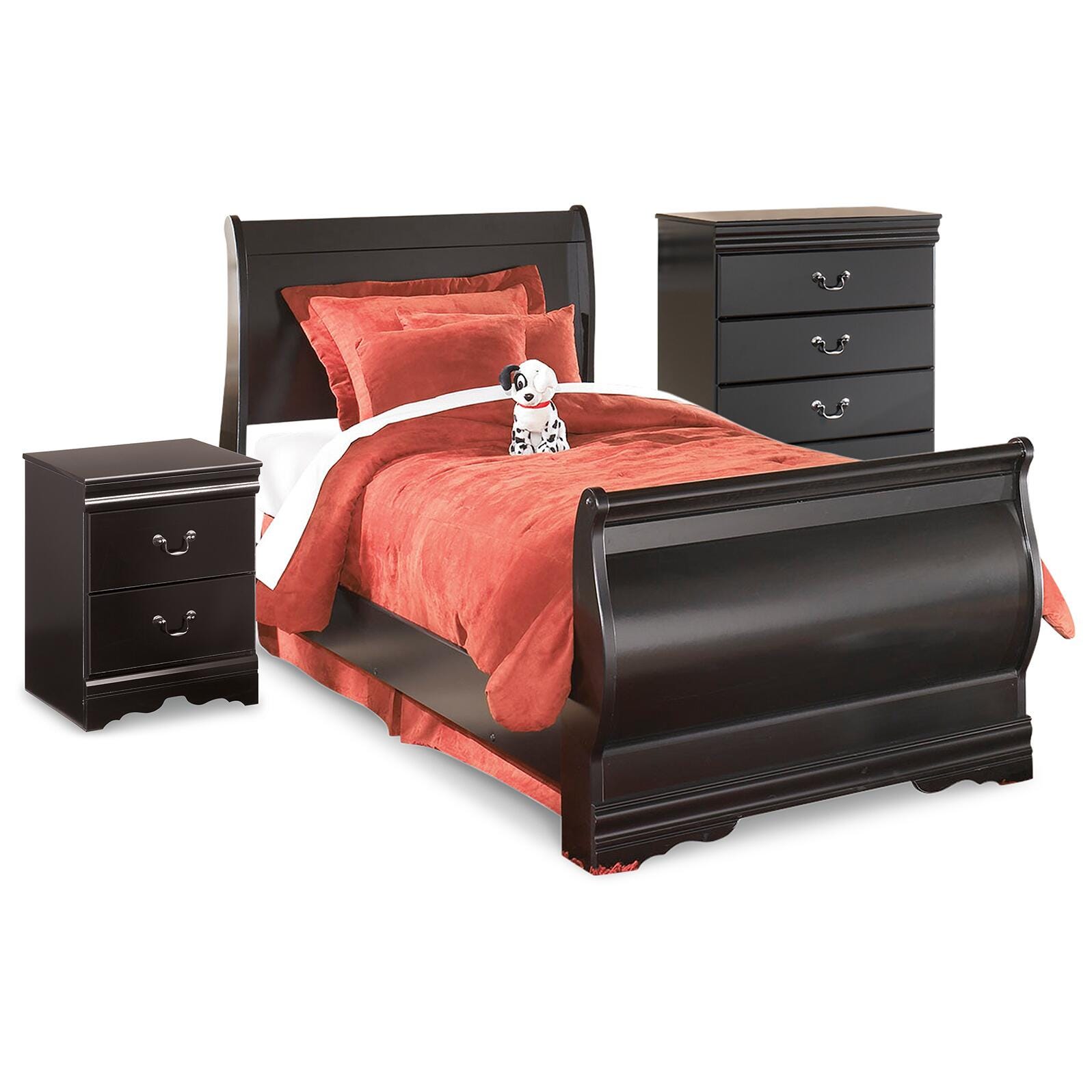 Cama trineo doble Huey Vineyard con cómoda y mesita de noche - image 1