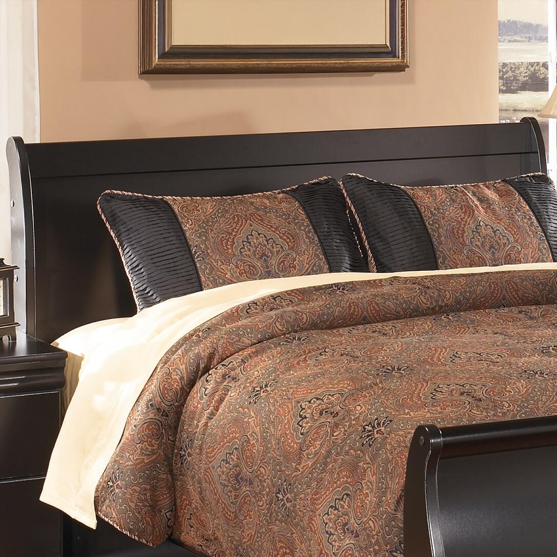 Huey Vineyard Queen Sleigh Headboard, Black, large