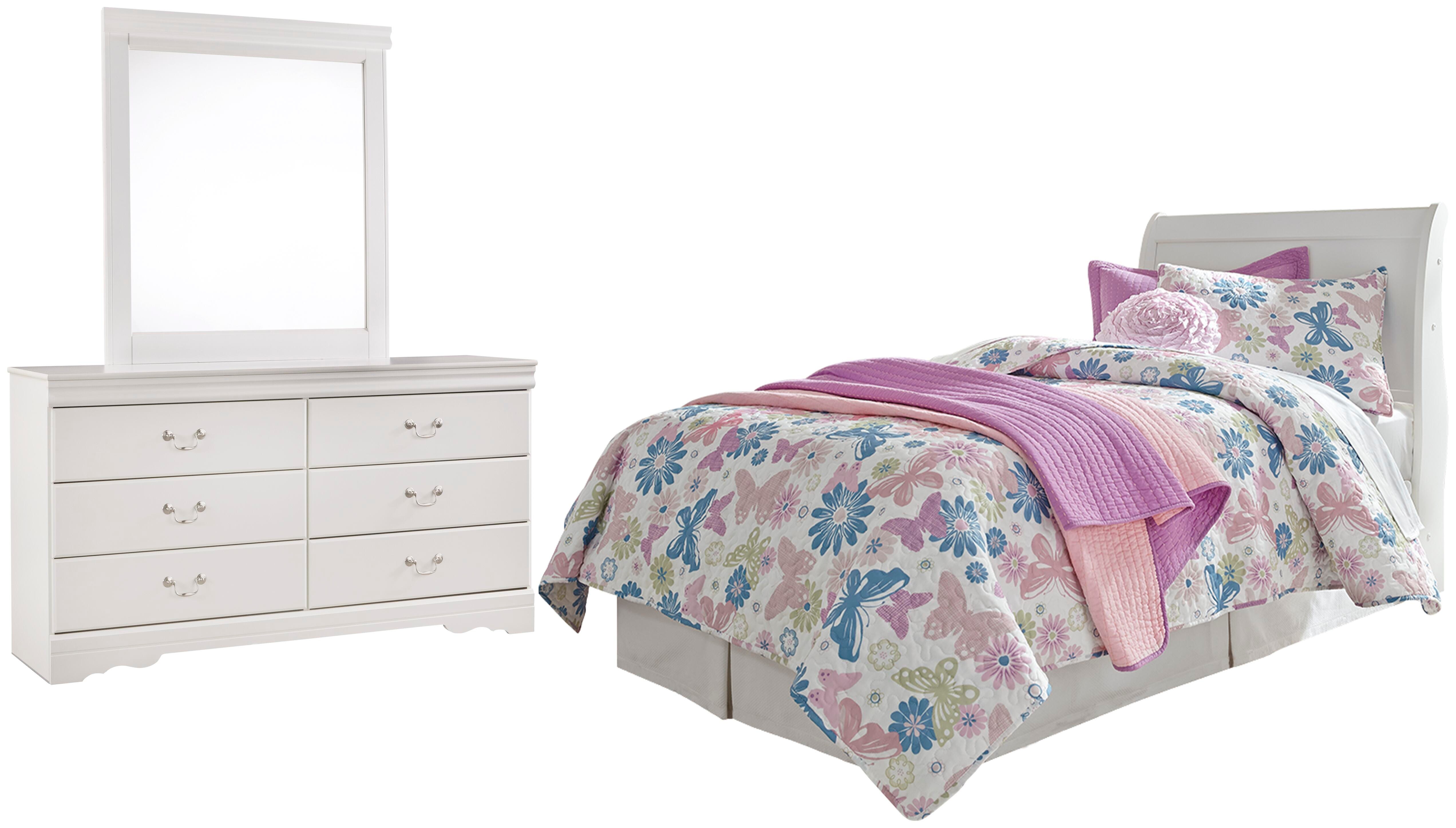 Anarasia Twin Sleigh Headboard, Dresser and Mirror - image 1
