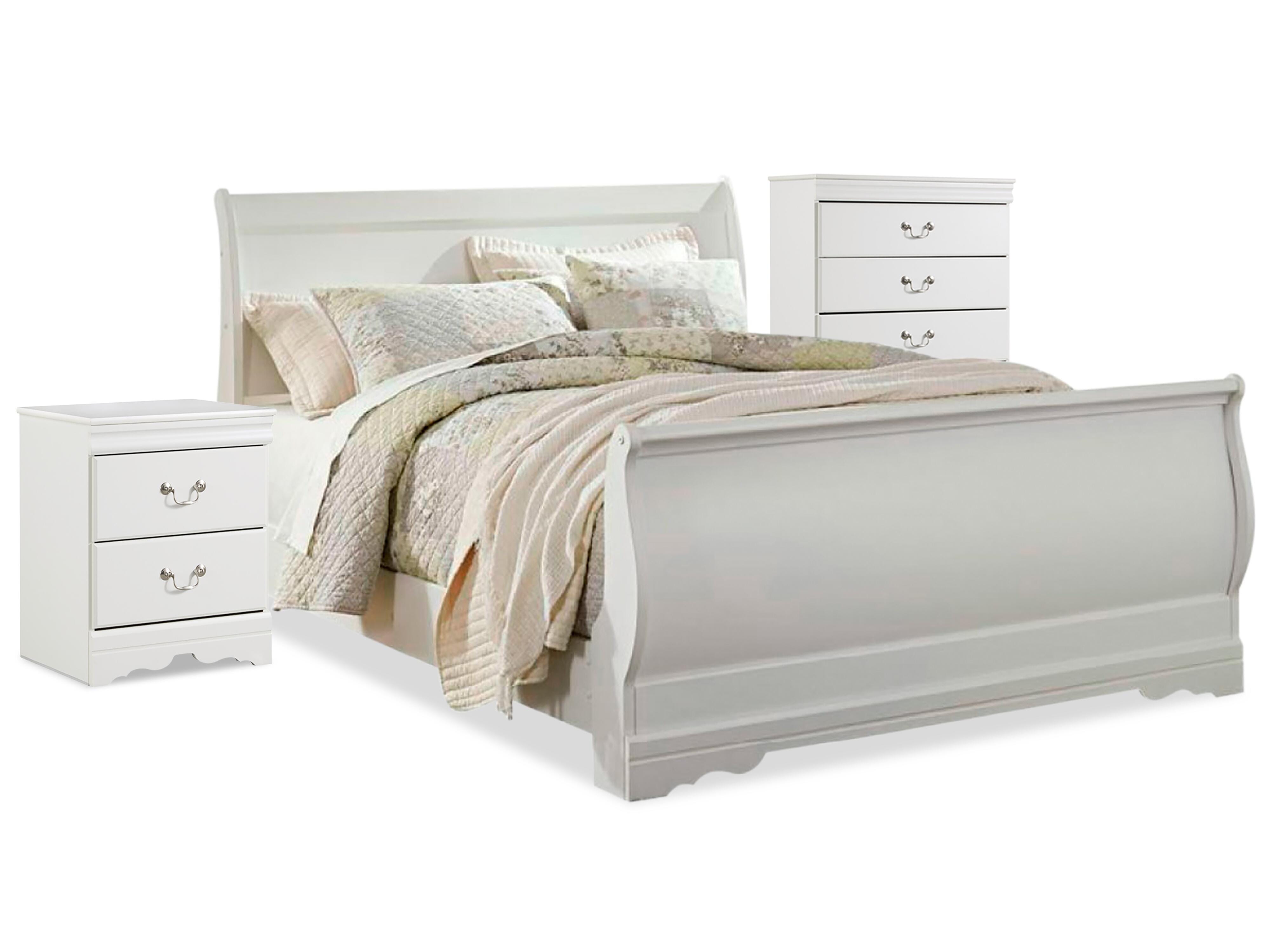 Cama trineo tamaño queen Anarasia con cómoda y mesita de noche - image 2