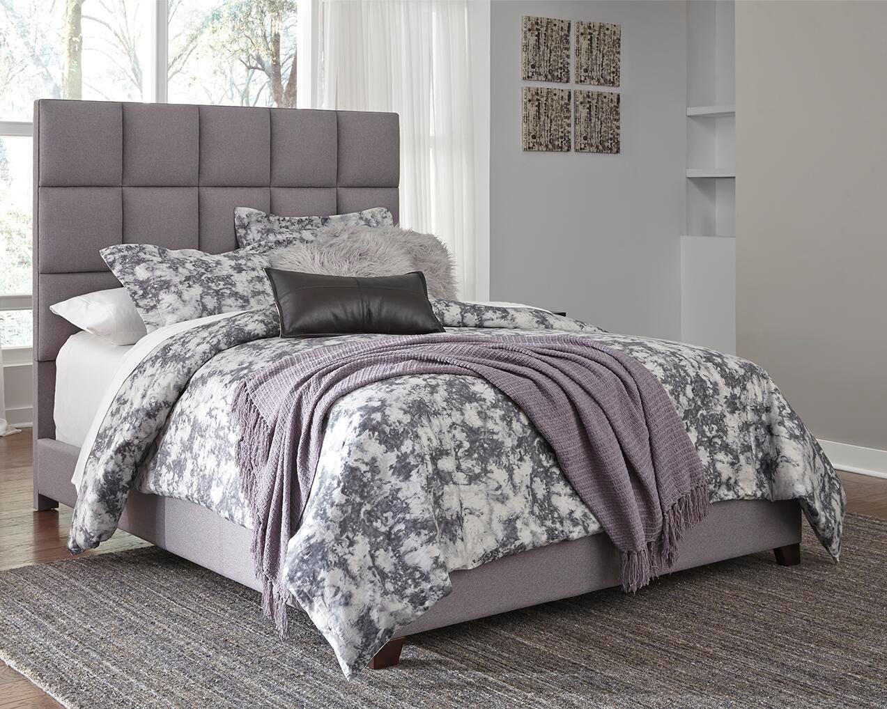 Dolante Queen Upholstered Bed with 10&rdquo; Memory Foam Mattress, Gray, large