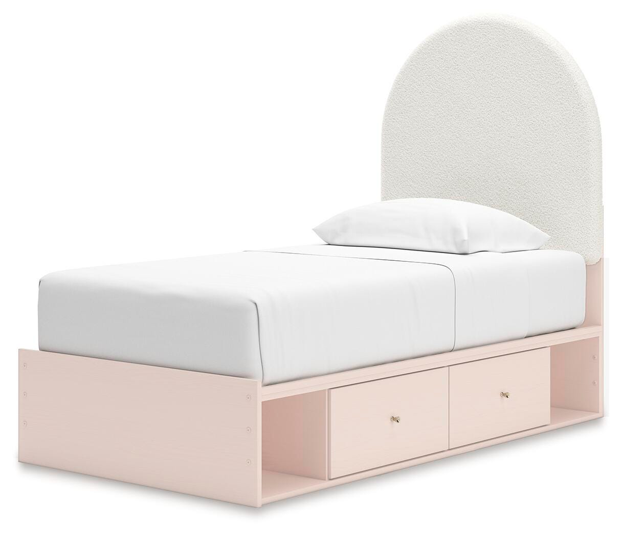 Cama tapizada doble con panel Wistenpine y almacenaje - image 3