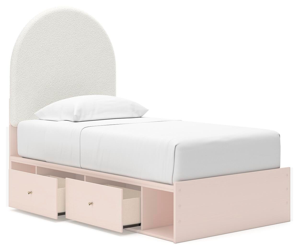 Cama tapizada doble con panel Wistenpine y almacenaje - image 5