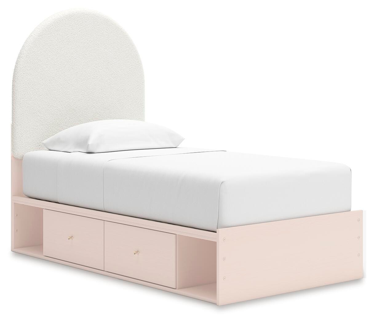 Cama tapizada doble con panel Wistenpine y almacenaje - image 1