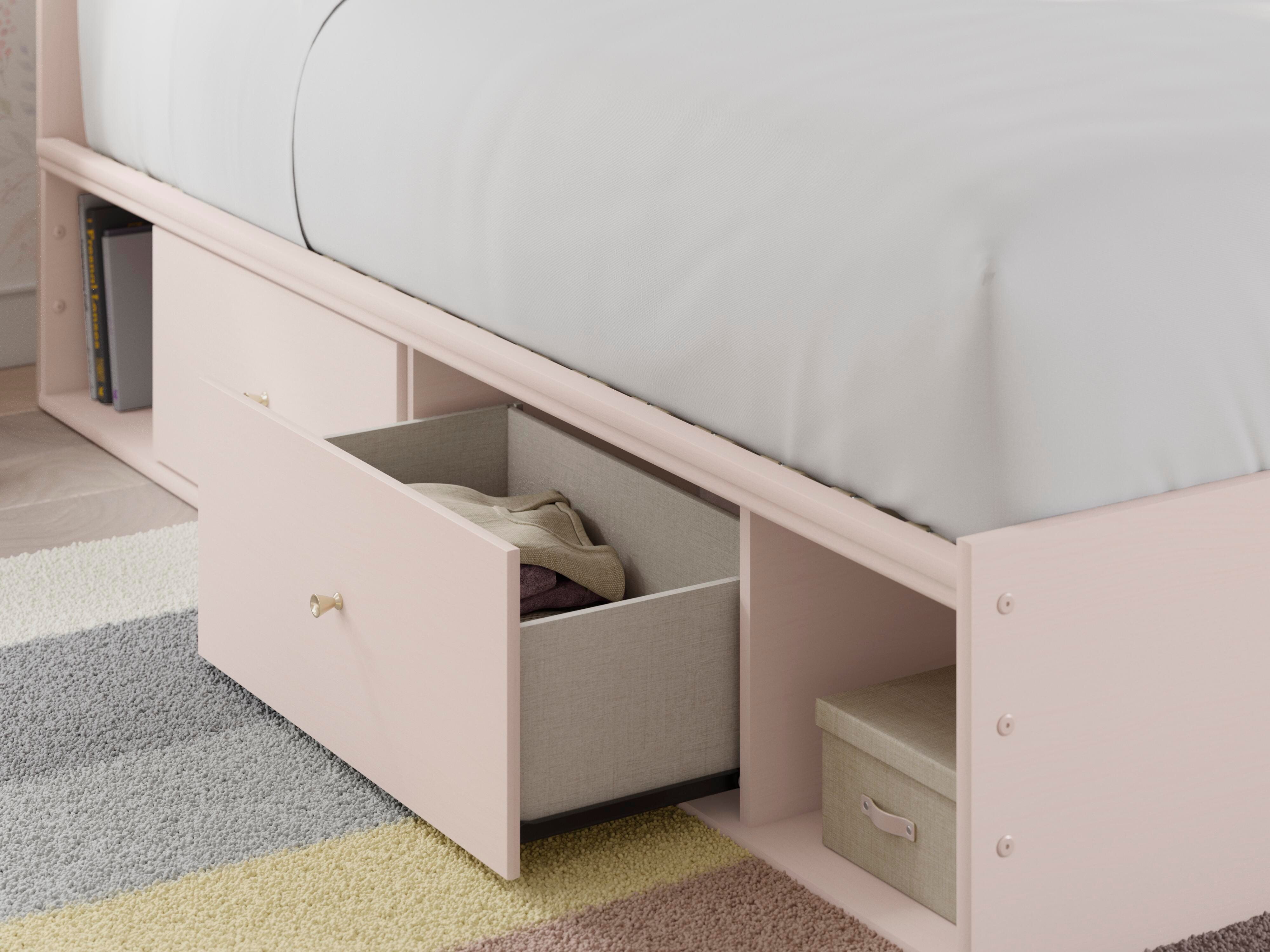 Cama tapizada doble con panel Wistenpine y almacenaje - image 10