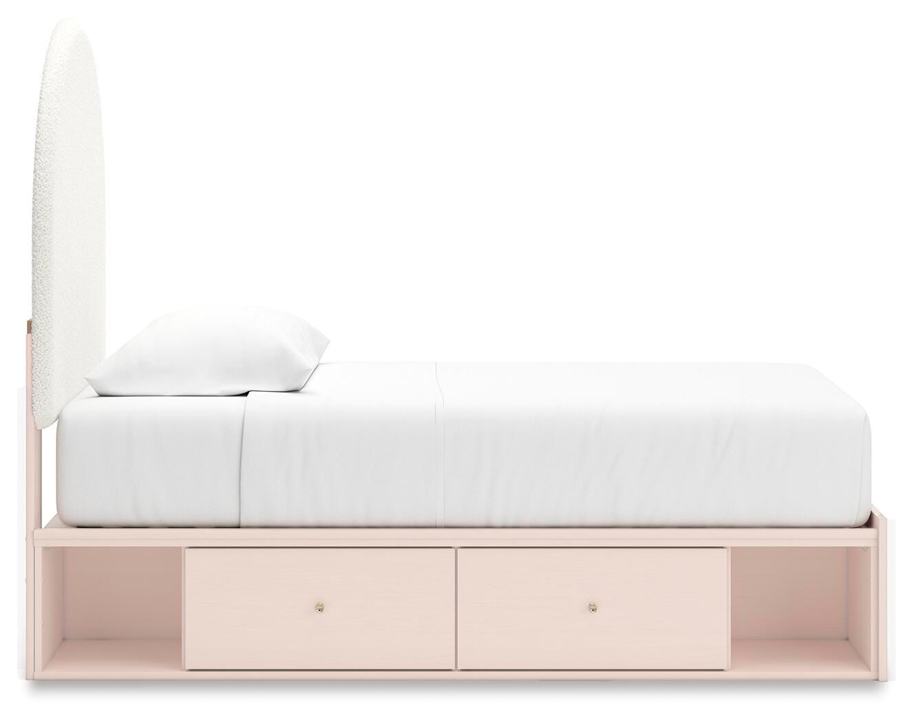 Cama tapizada doble con panel Wistenpine y almacenaje - image 9