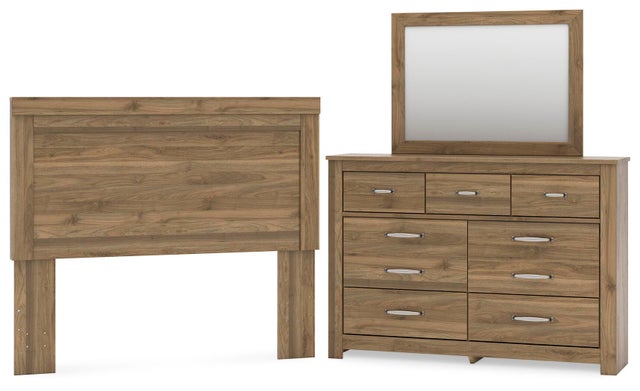 Zanbrook Queen Panel Headboard with Mirrored Dresser