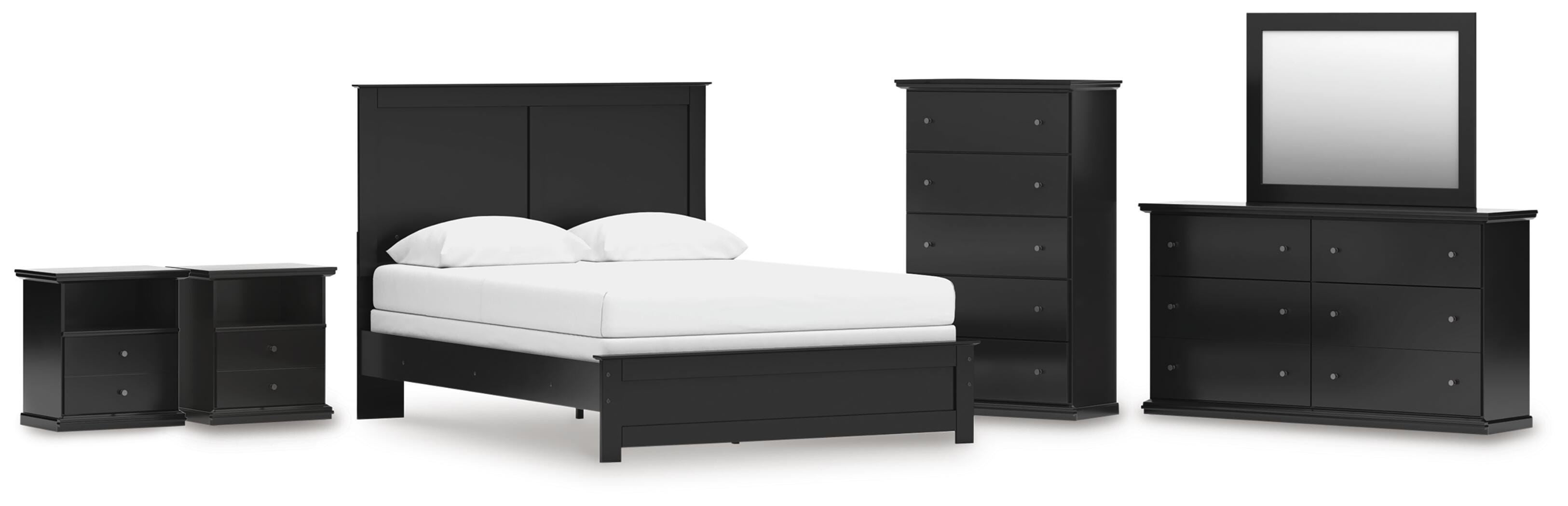 Maribel Queen Panel Bed, Dresser, Mirror, Chest and 2 Nightstands - image 1