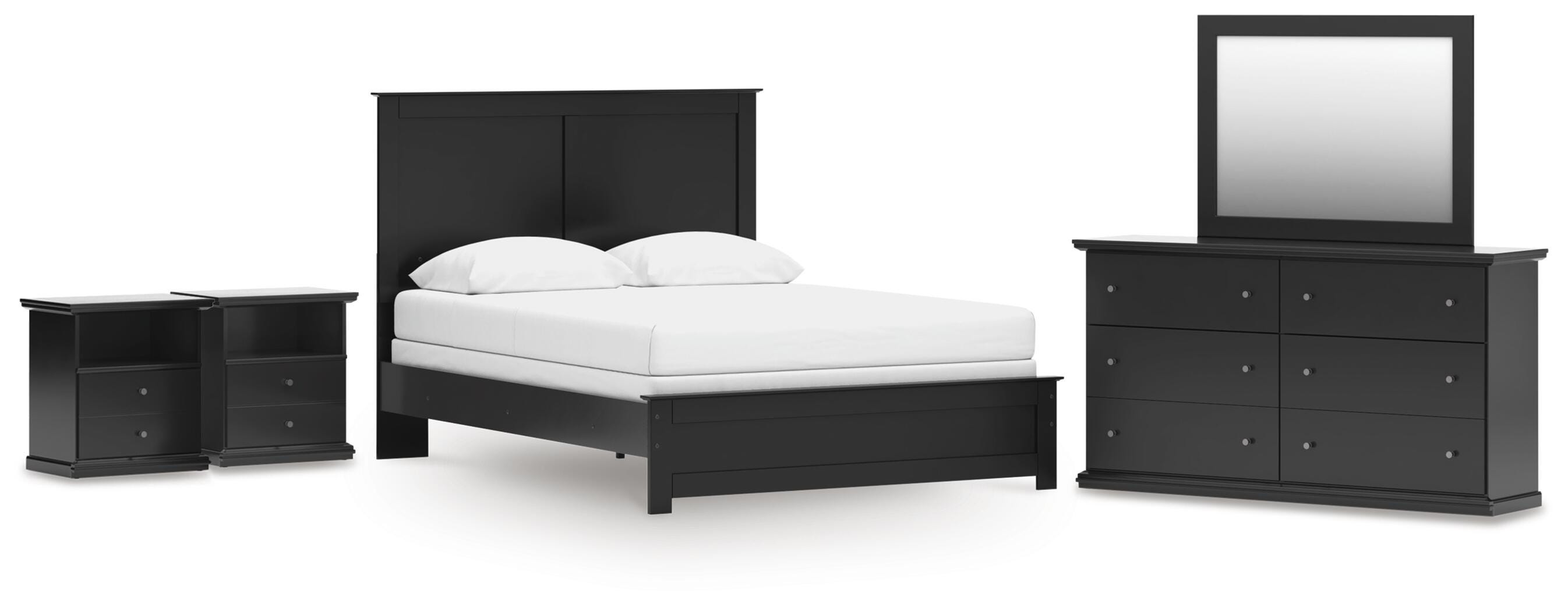 Maribel Queen Panel Bed with Dresser, Mirror and 2 Nightstands - image 1