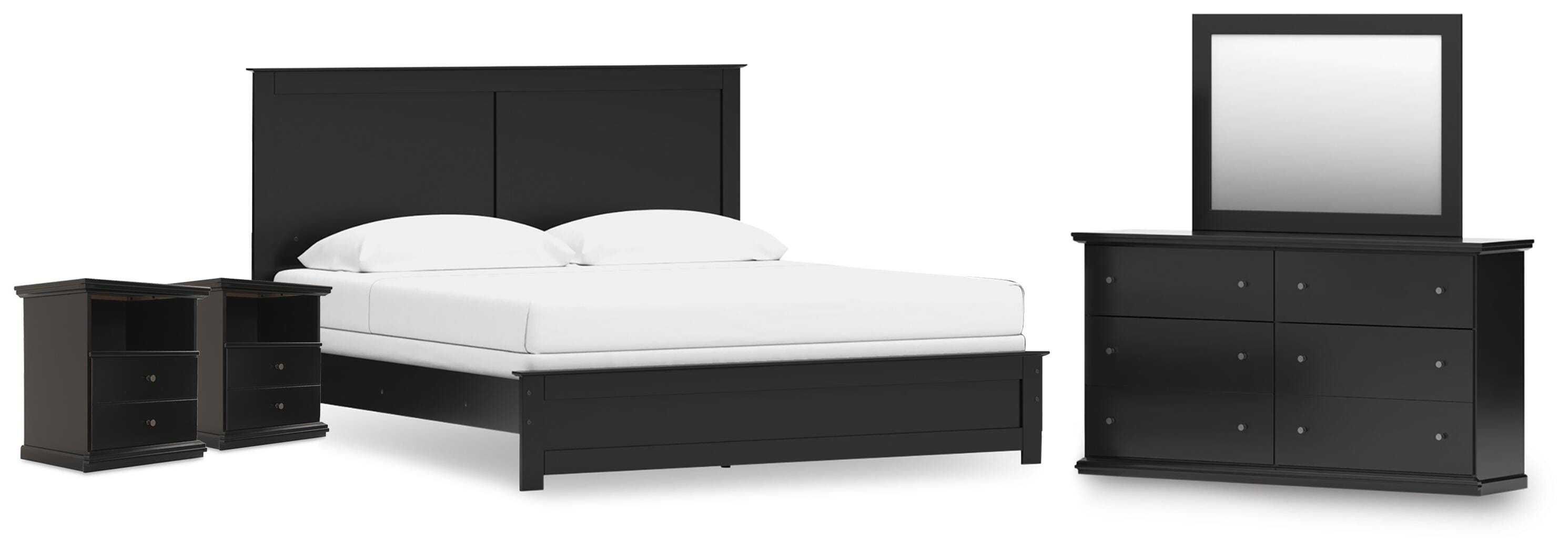 Maribel King Panel Bed, Dresser, Mirror and 2 Nightstands - image 1
