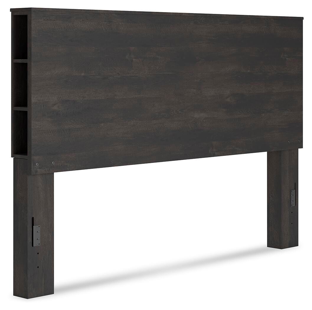 Toretto King Bookcase Headboard, Charcoal, large