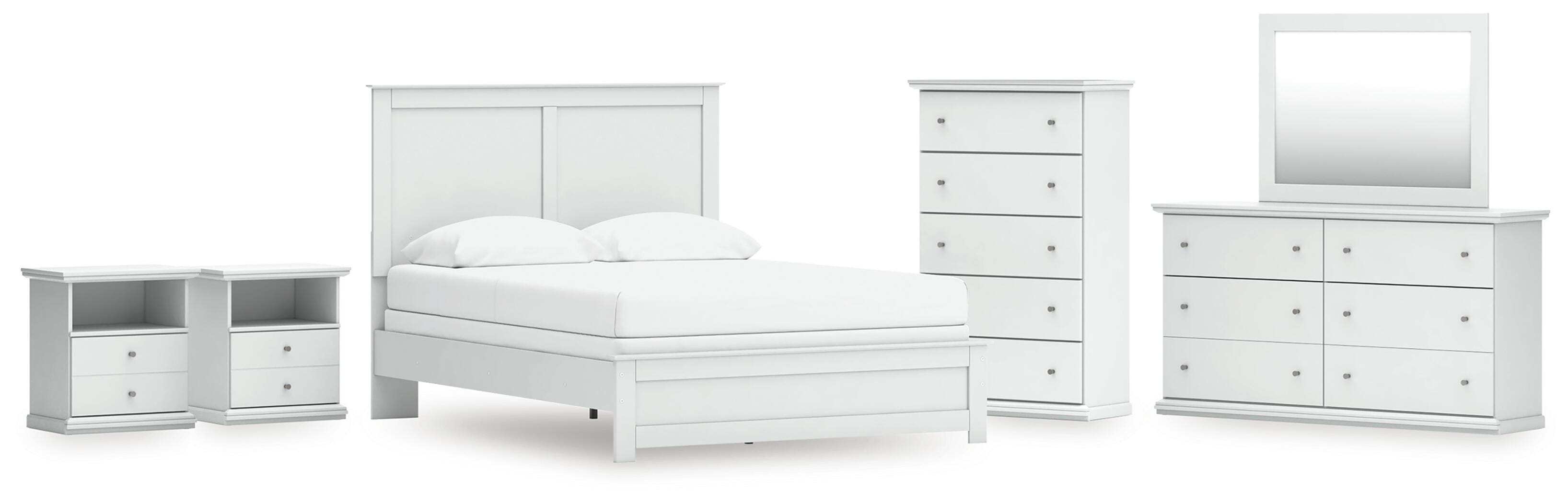 Bostwick Shoals Queen Panel Bed with Mirrored Dresser, Chest and 2 Nightstands - image 1