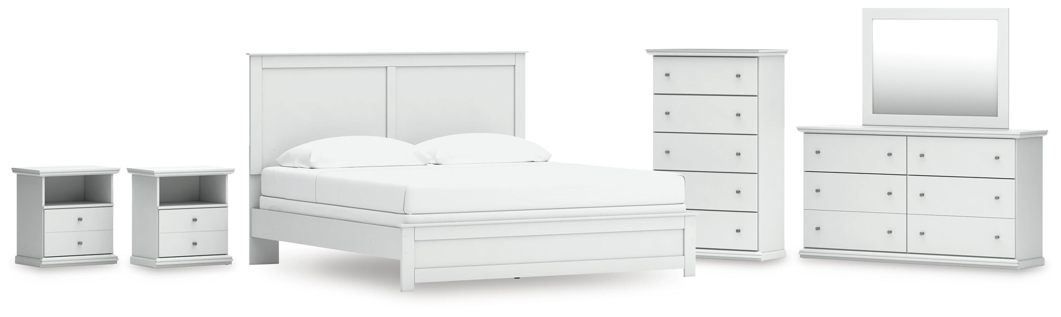 Bostwick Shoals King Panel Bed, Dresser, Mirror, Chest and 2 Nightstands - image 1