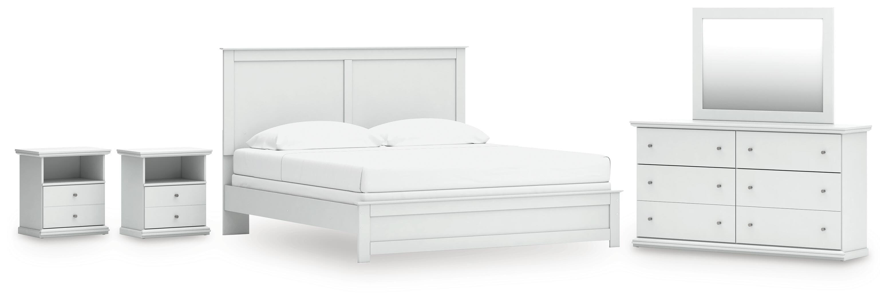 Cama de paneles King, tocador, espejo y 2 mesitas de noche Bostwick Shoals - image 1