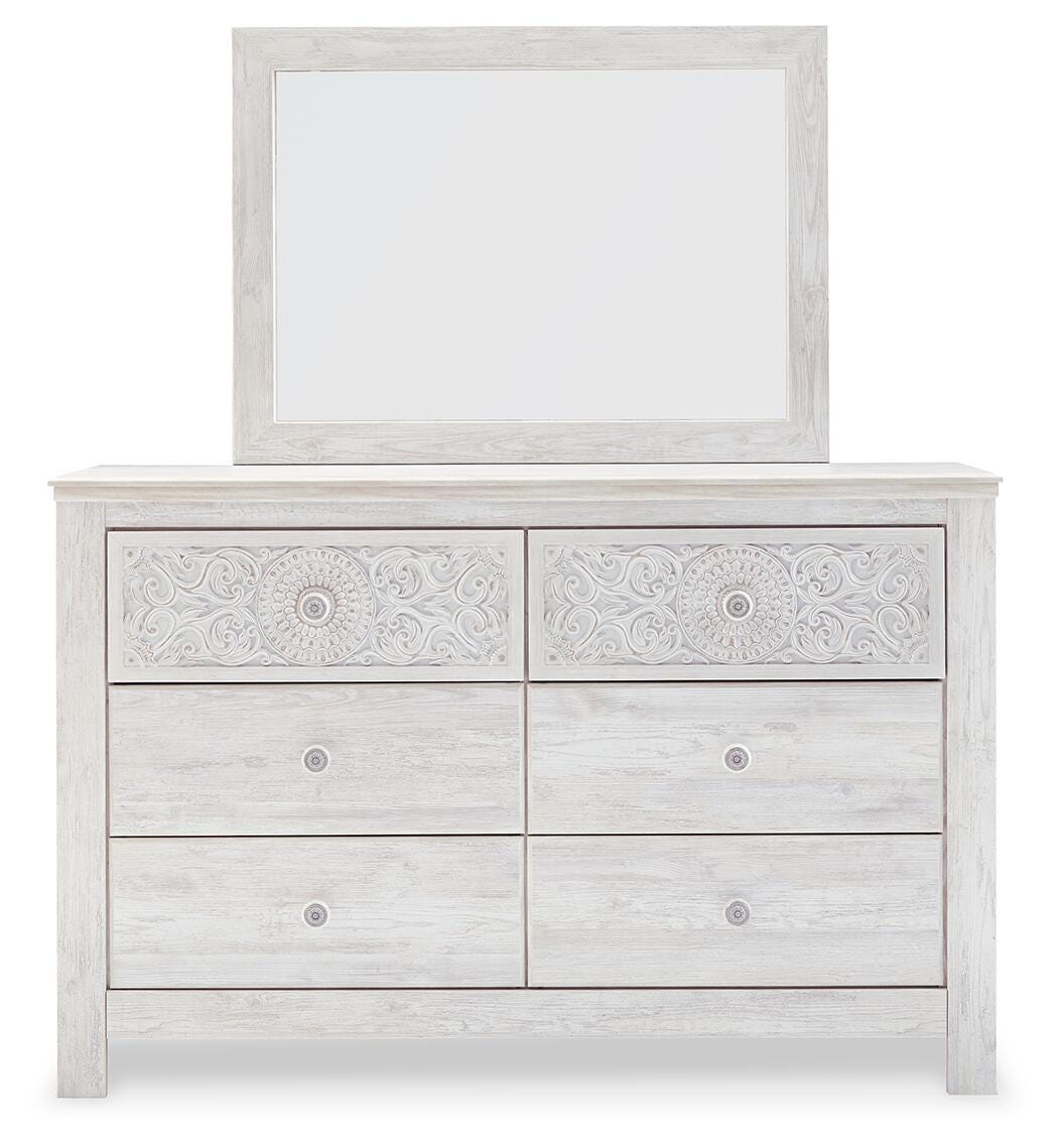 Paxberry 6 Drawer Dresser and Mirror with Medallion Detail