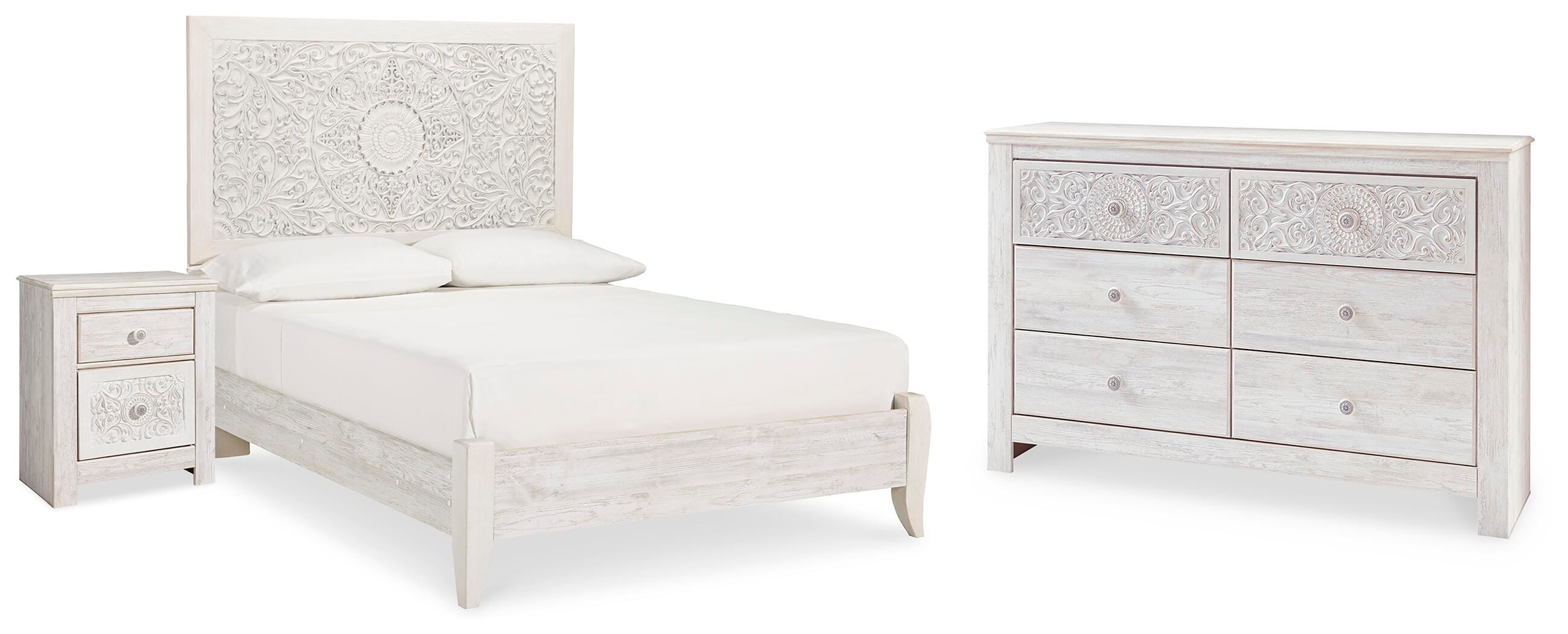 Cama de panel completo, cómoda y mesita de noche Paxberry - image 1