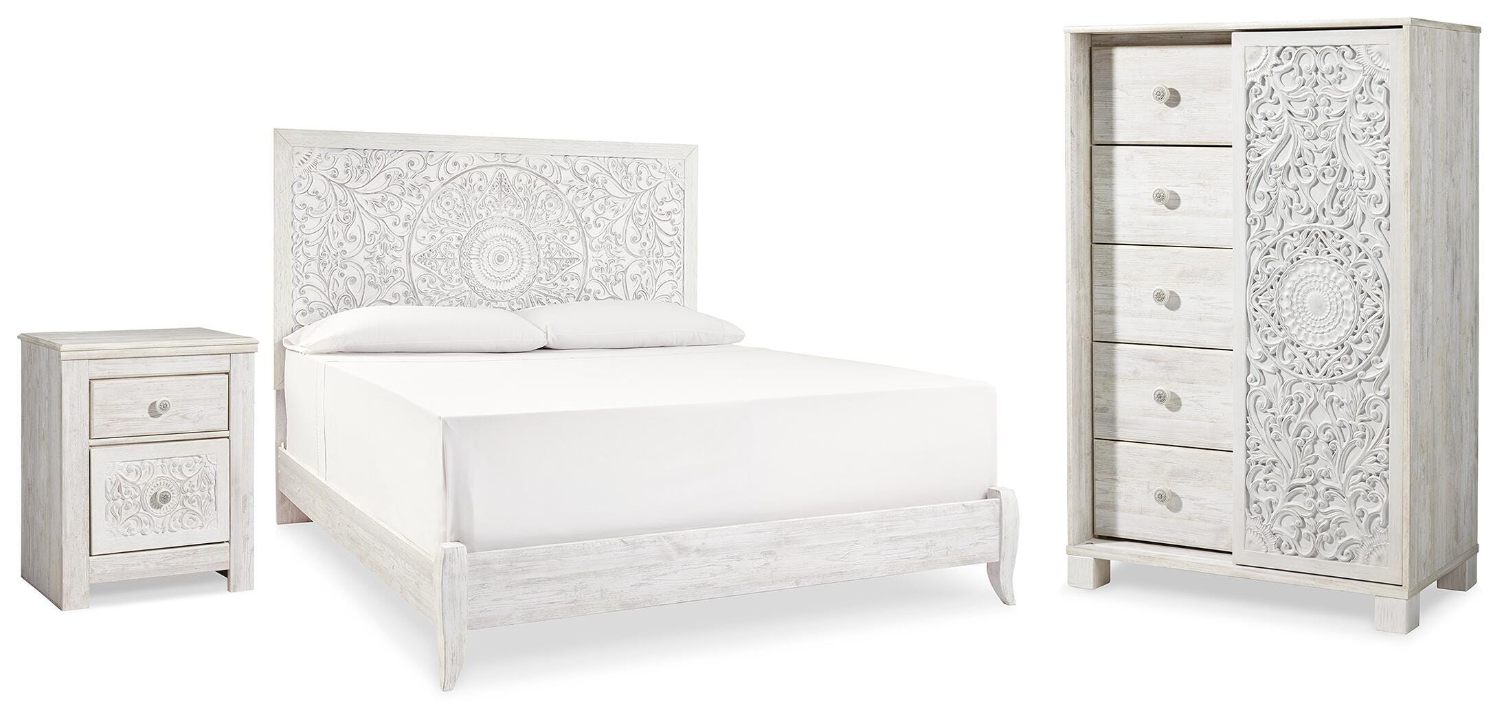 Juego de dormitorio Paxberry King (cama, cómoda y mesita de noche) - image 1